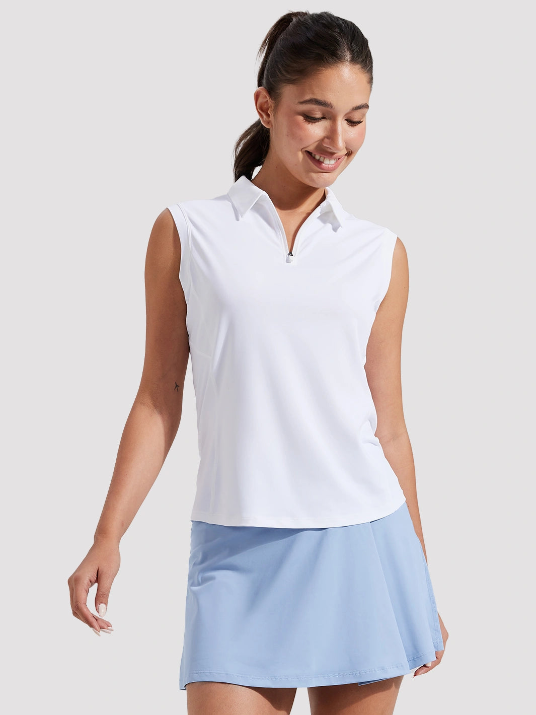 Women's UPF 50+ Sleeveless Golf Polo with Half-Zip