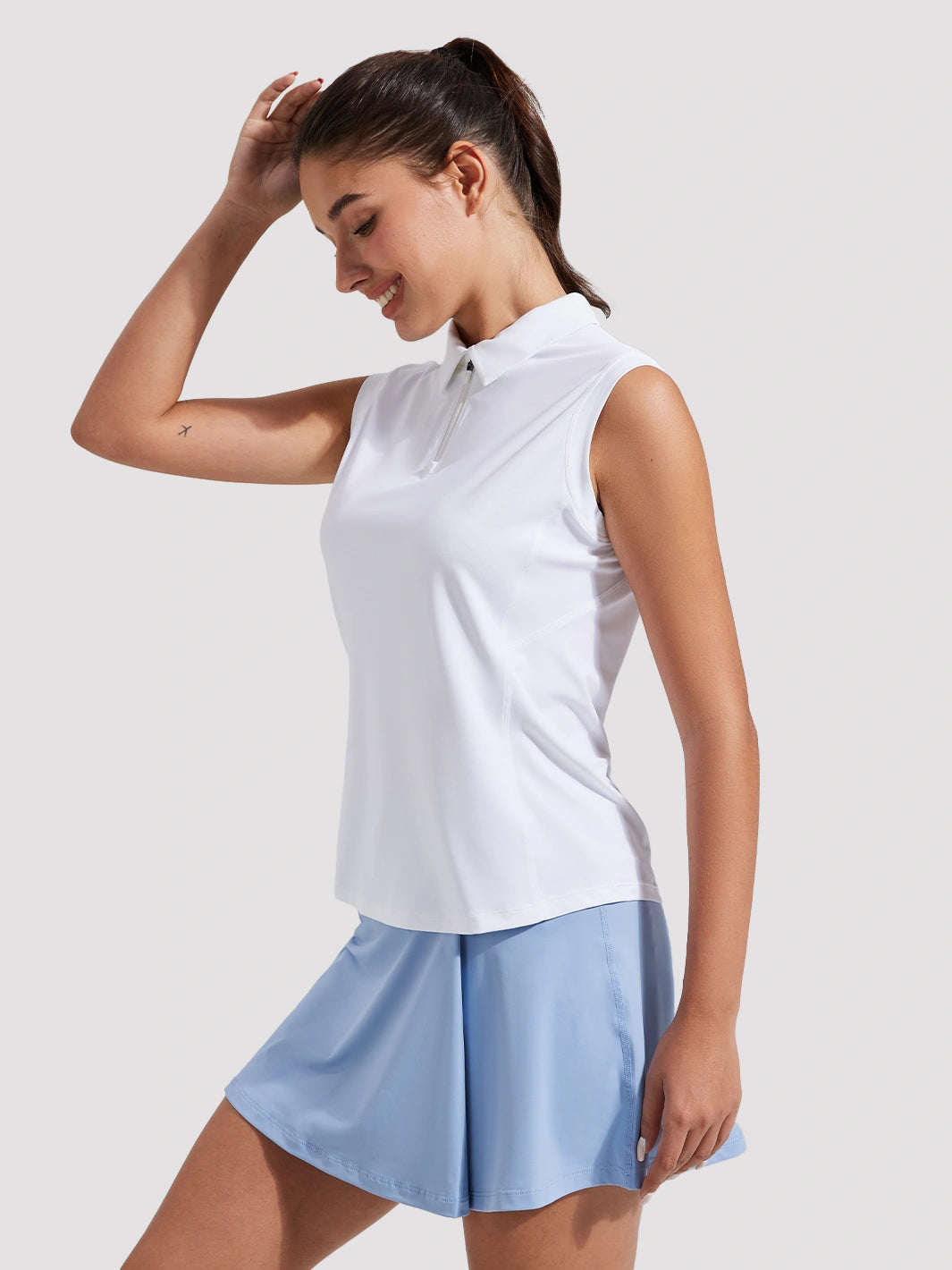 Women's UPF 50+ Sleeveless Golf Polo with Half-Zip