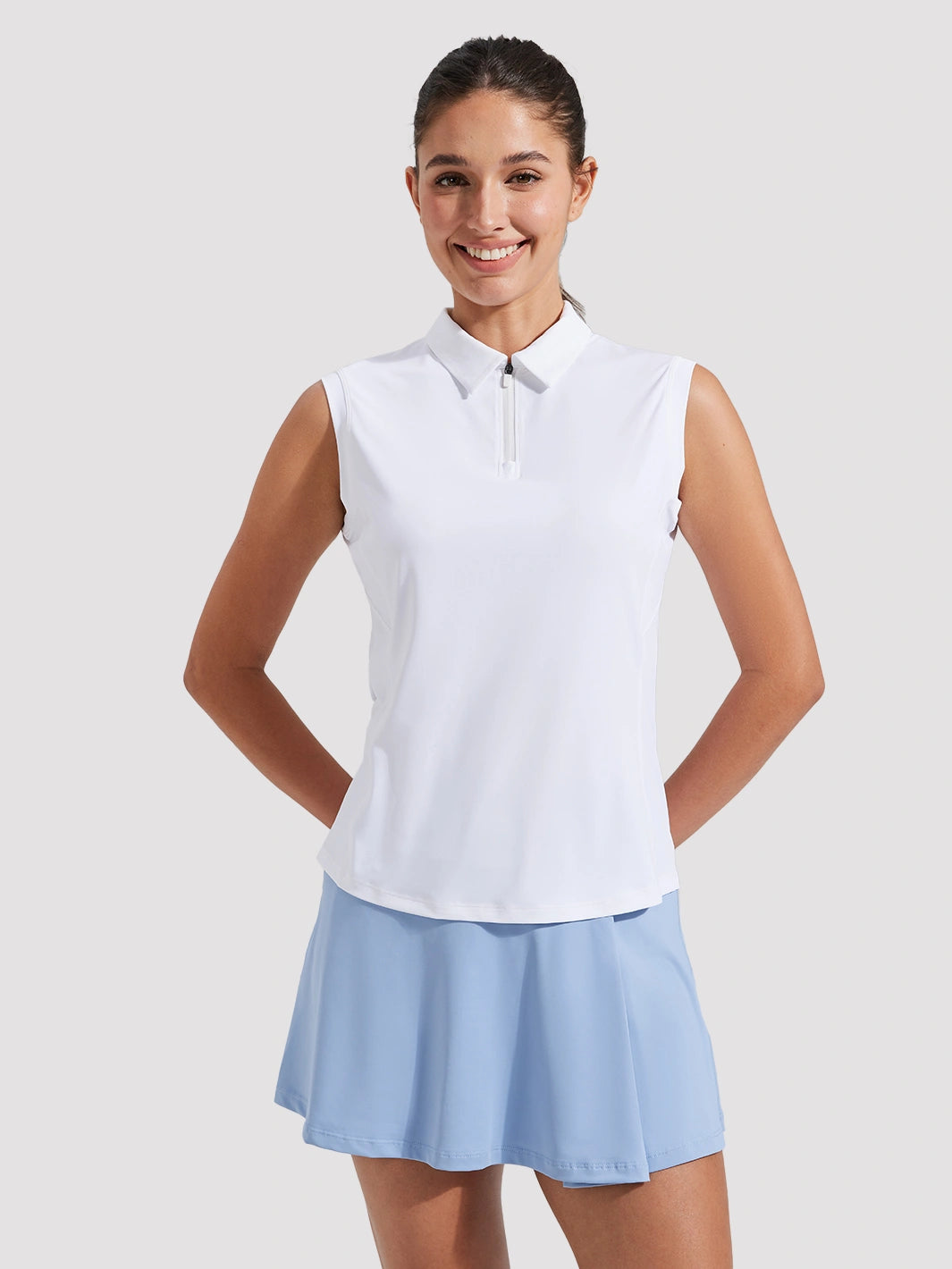 Women's UPF 50+ Sleeveless Golf Polo with Half-Zip