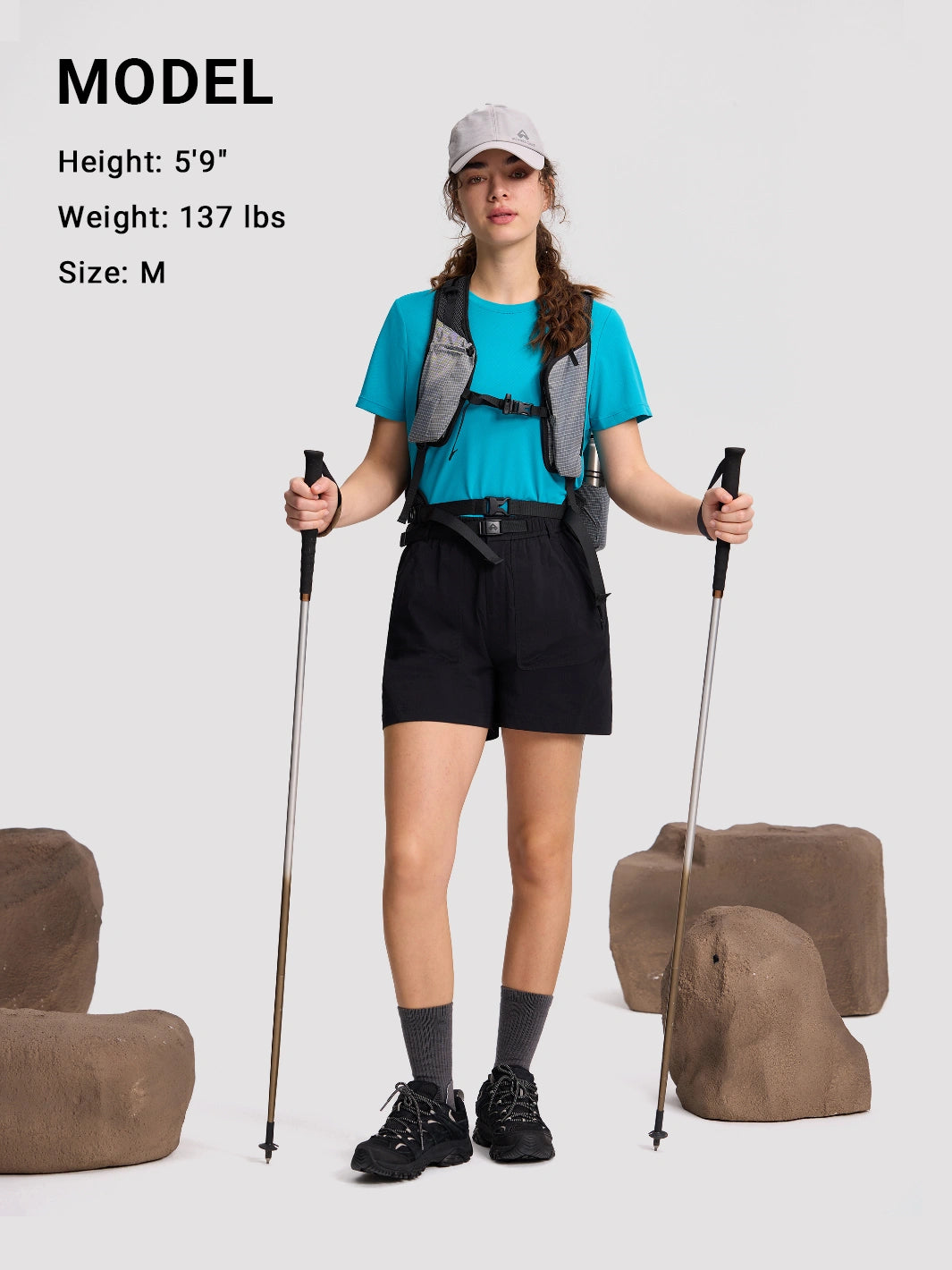 Pantalones cortos de senderismo de secado rápido para mujer con protección solar UPF 50+