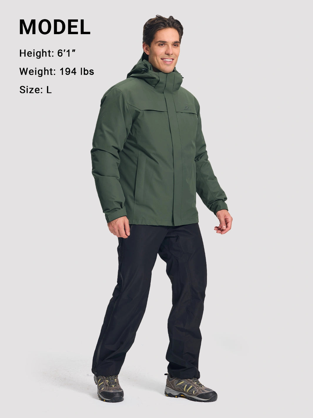 Men's 3-in-1 Waterproof Ski Jacket with Puffer Liner