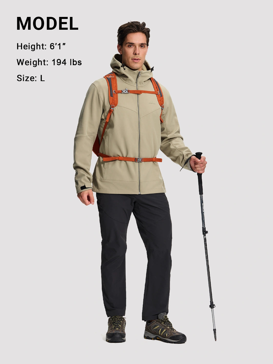 Men's Fleece-Lined Softshell Hooded Jacket