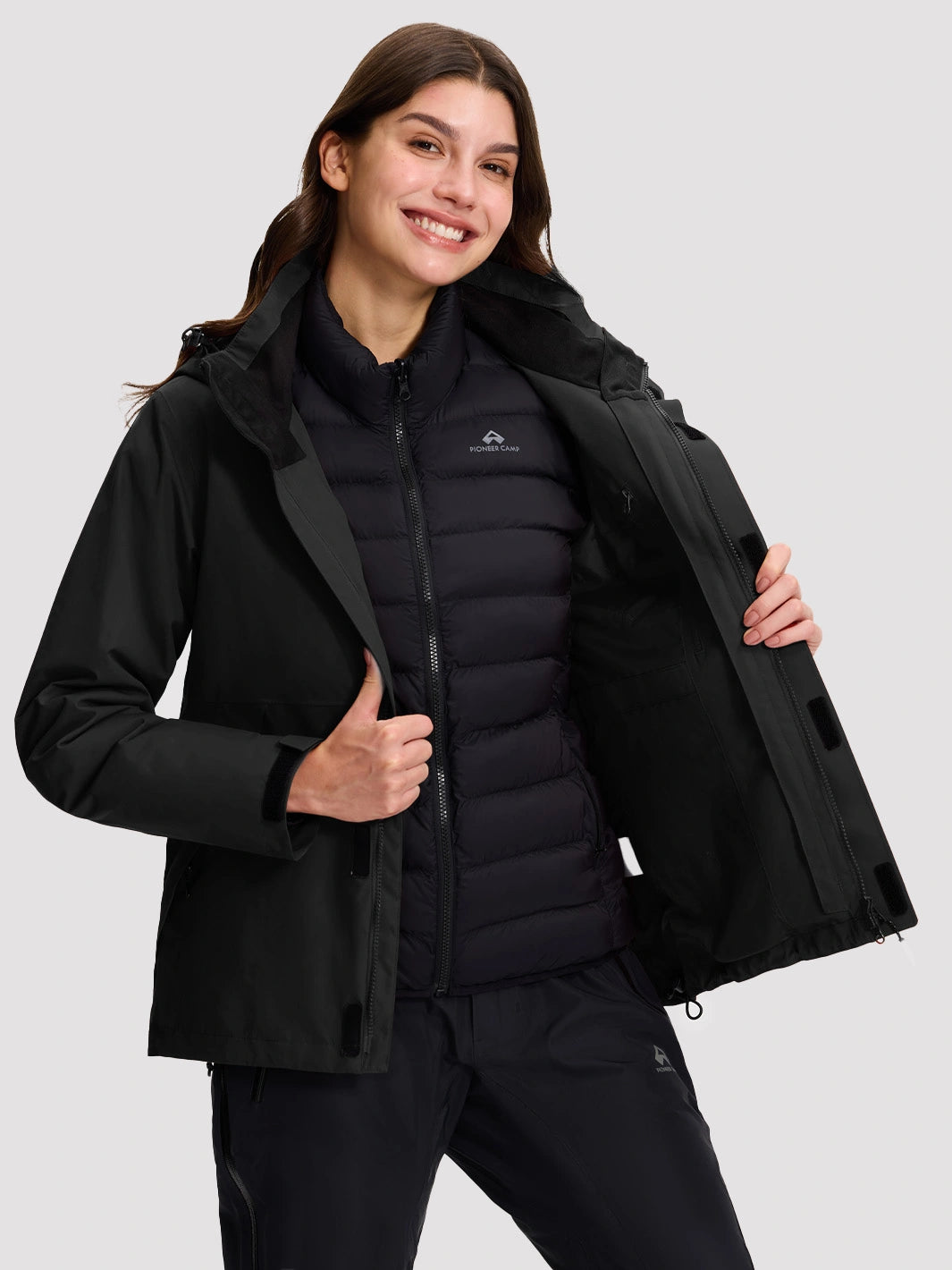 Women's 3-in-1 Waterproof Ski Jacket with Puffer Liner