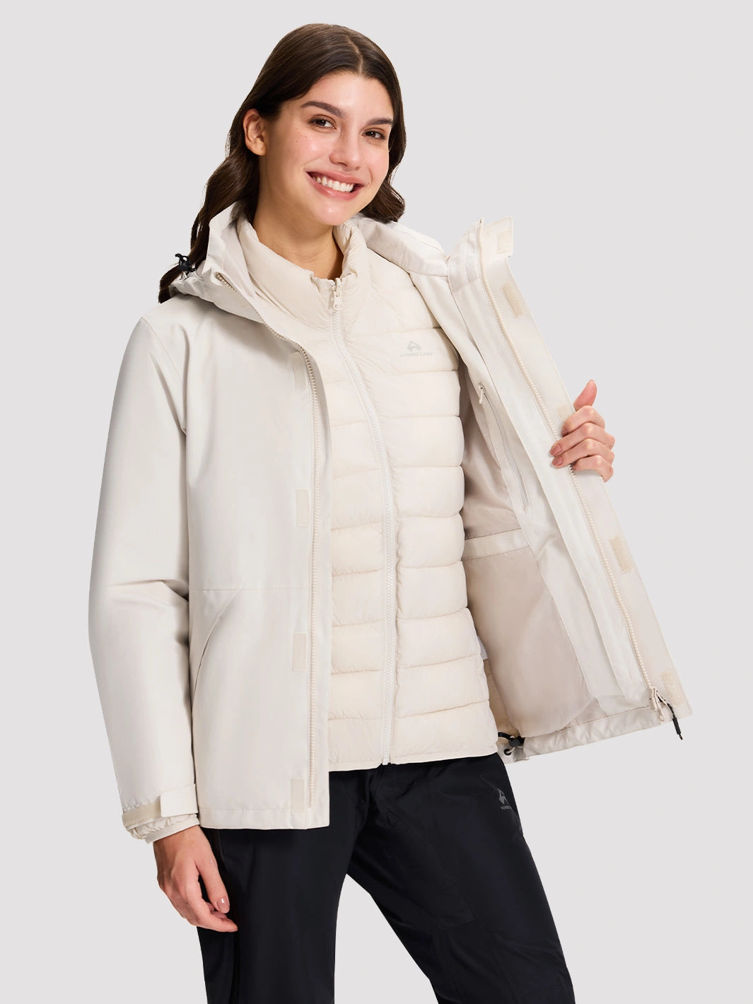 Women's 3-in-1 Waterproof Ski Jacket with Puffer Liner