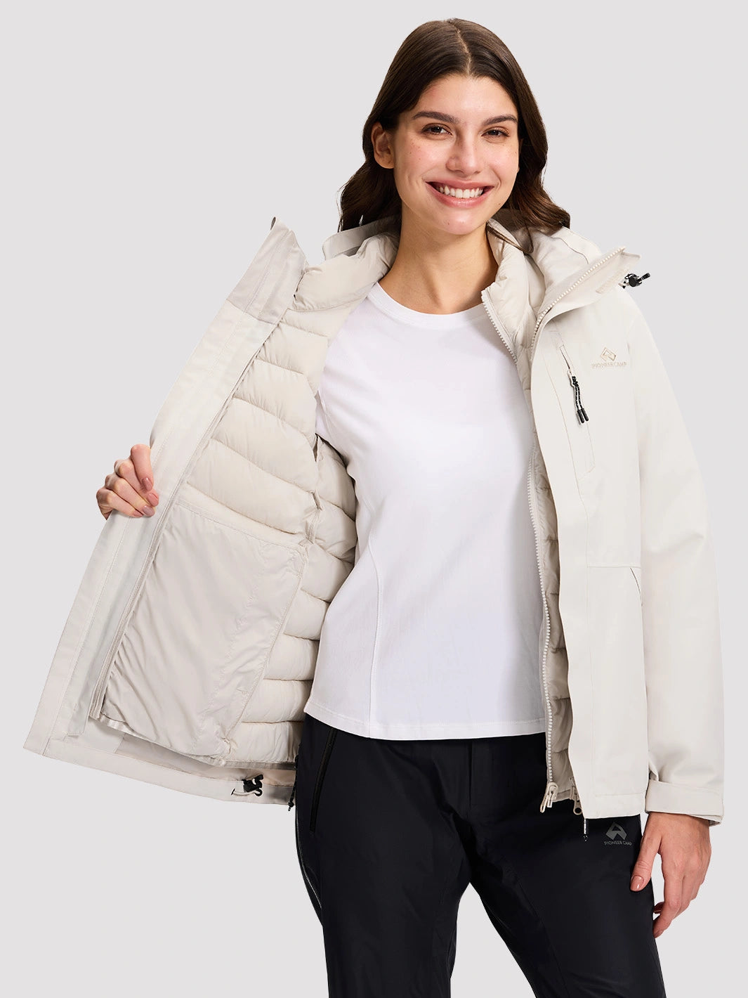 Women's 3-in-1 Waterproof Ski Jacket with Puffer Liner