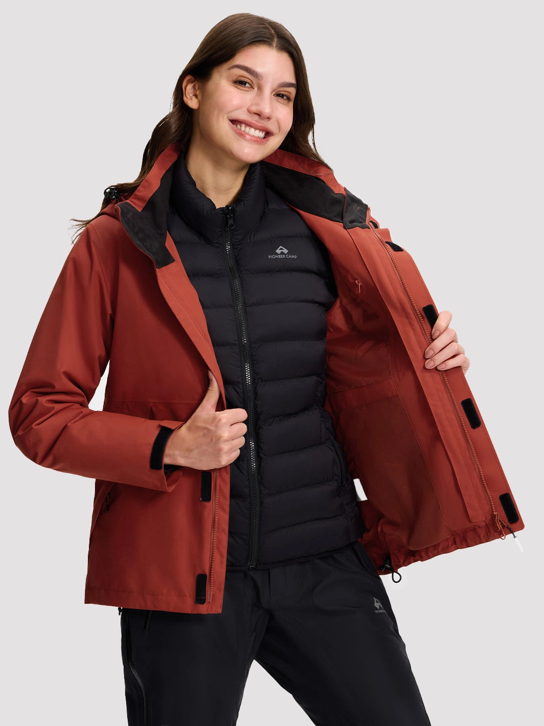 Women's 3-in-1 Waterproof Ski Jacket with Puffer Liner