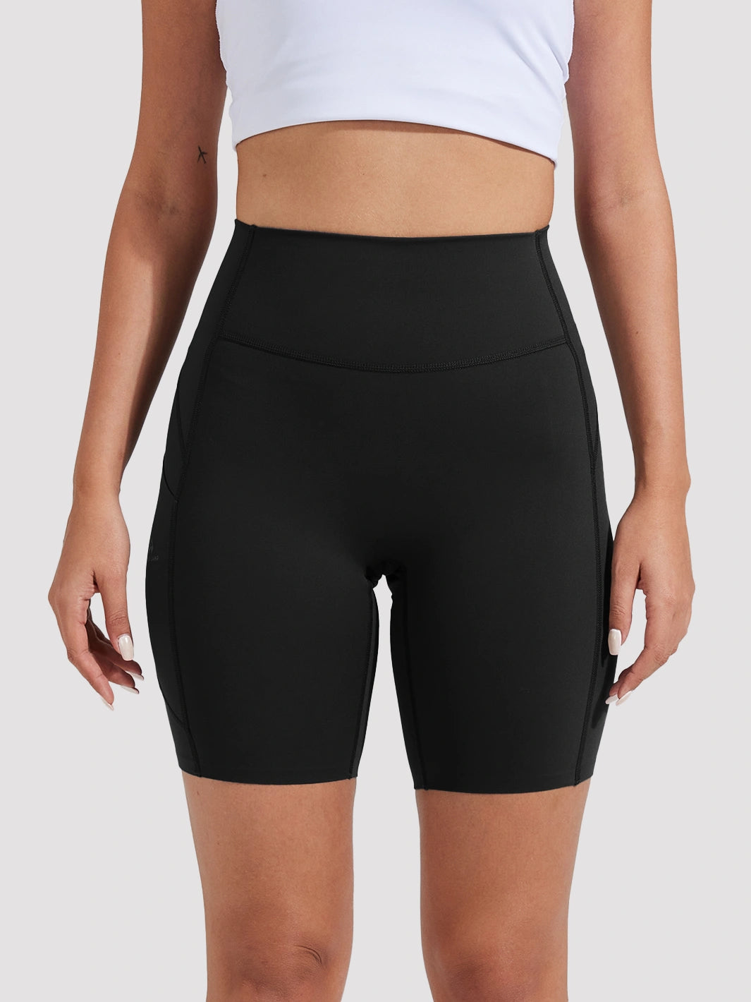Women's High-Waist No-Front-Seam Biker Shorts with Pockets PIONEER CAMP