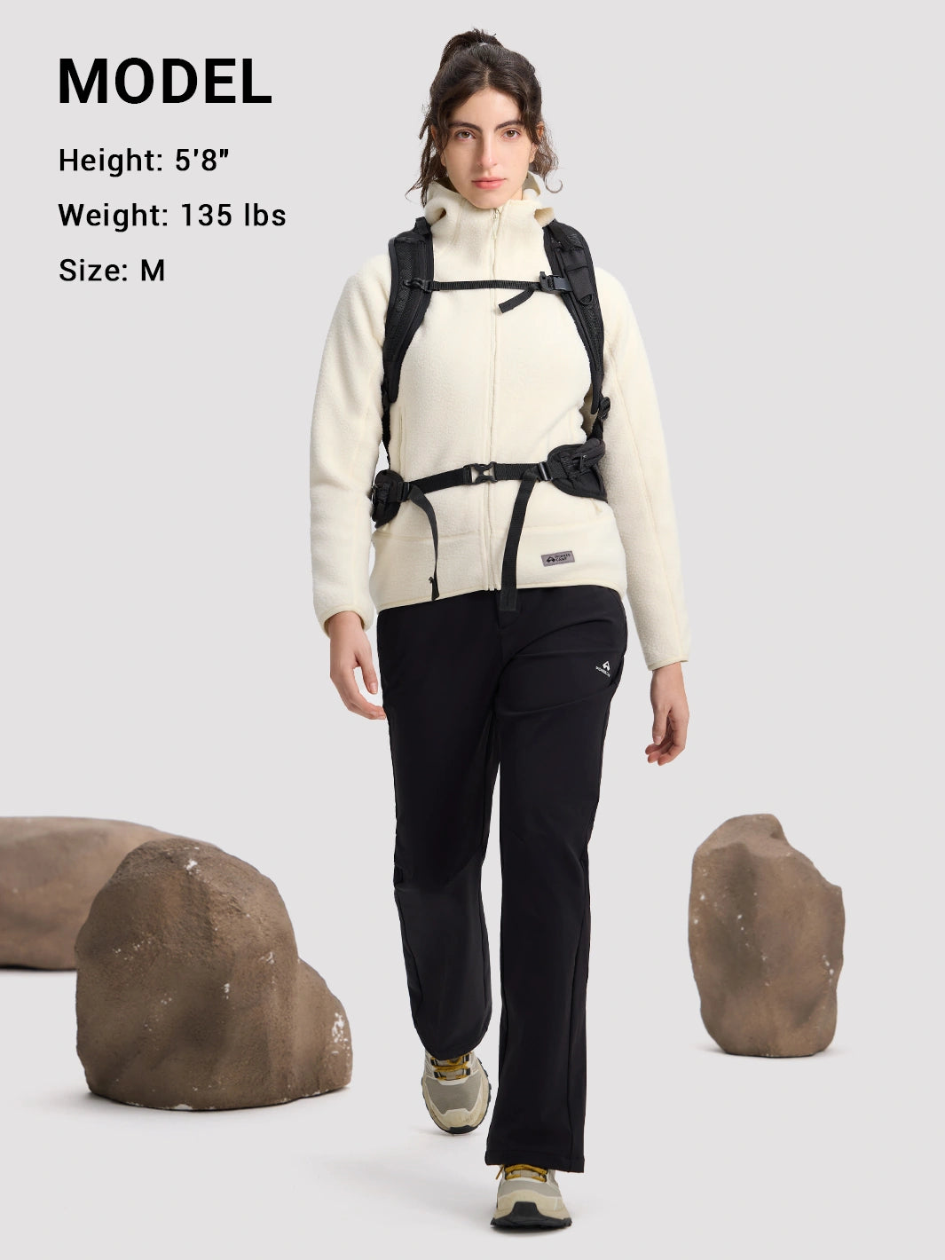Women's High-Density Warm Polar Fleece Full-Zip Hooded Jacket PIONEER CAMP