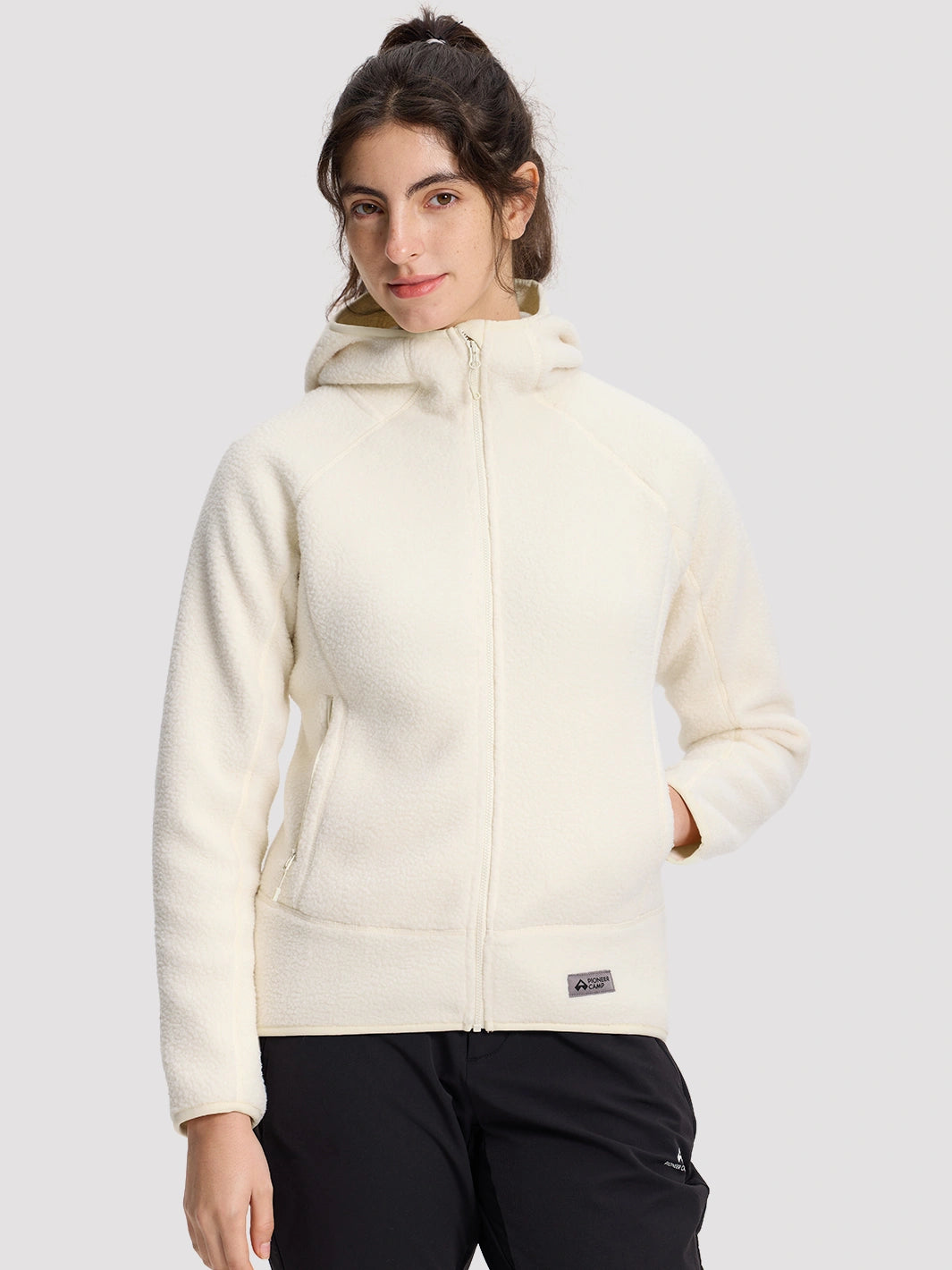 Women's High-Density Warm Polar Fleece Full-Zip Hooded Jacket PIONEER CAMP