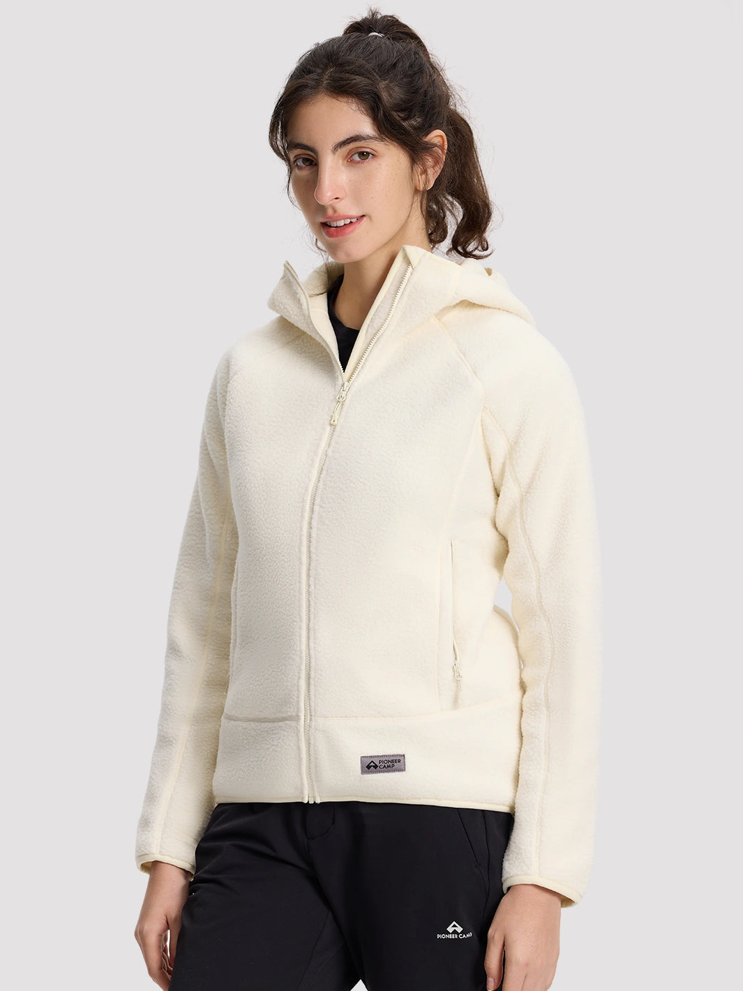 Women's High-Density Warm Polar Fleece Full-Zip Hooded Jacket PIONEER CAMP