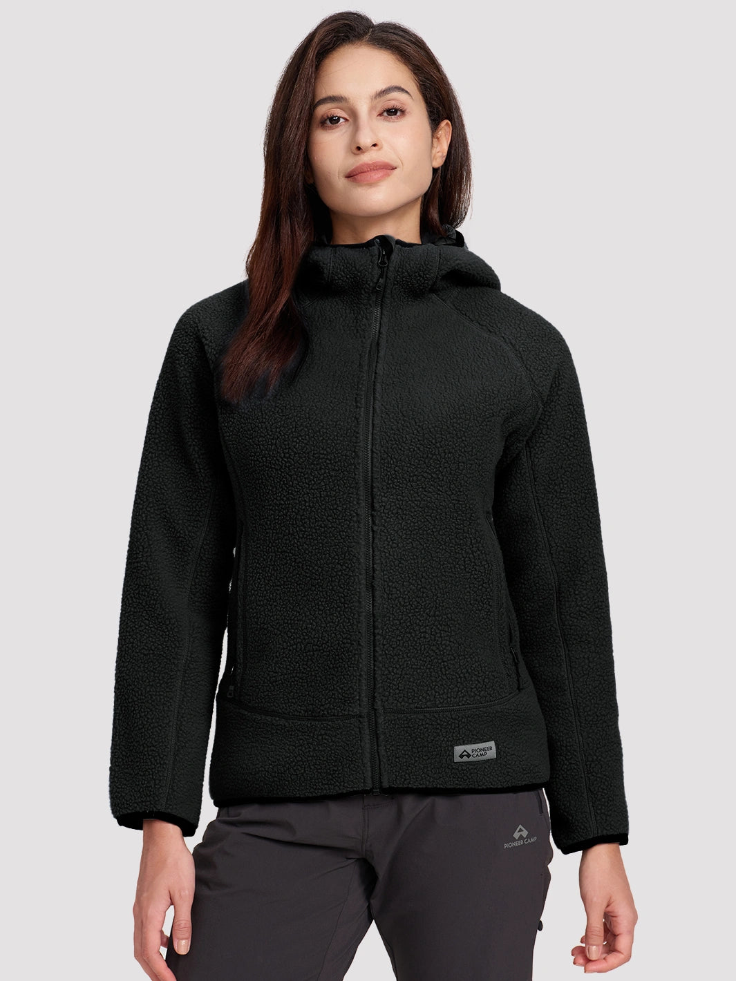 Women's High-Density Warm Polar Fleece Full-Zip Hooded Jacket PIONEER CAMP