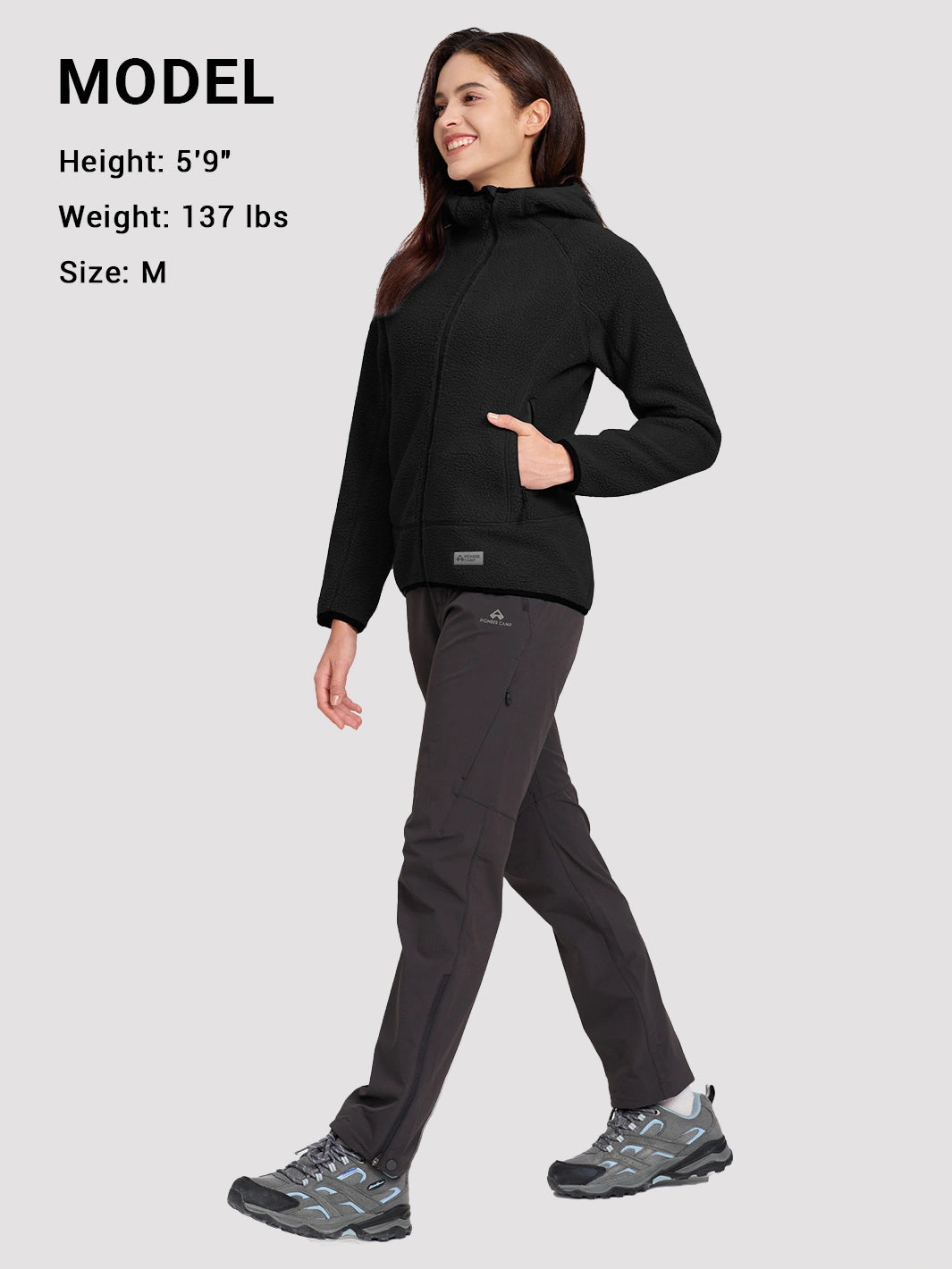 Women's High-Density Warm Polar Fleece Full-Zip Hooded Jacket PIONEER CAMP
