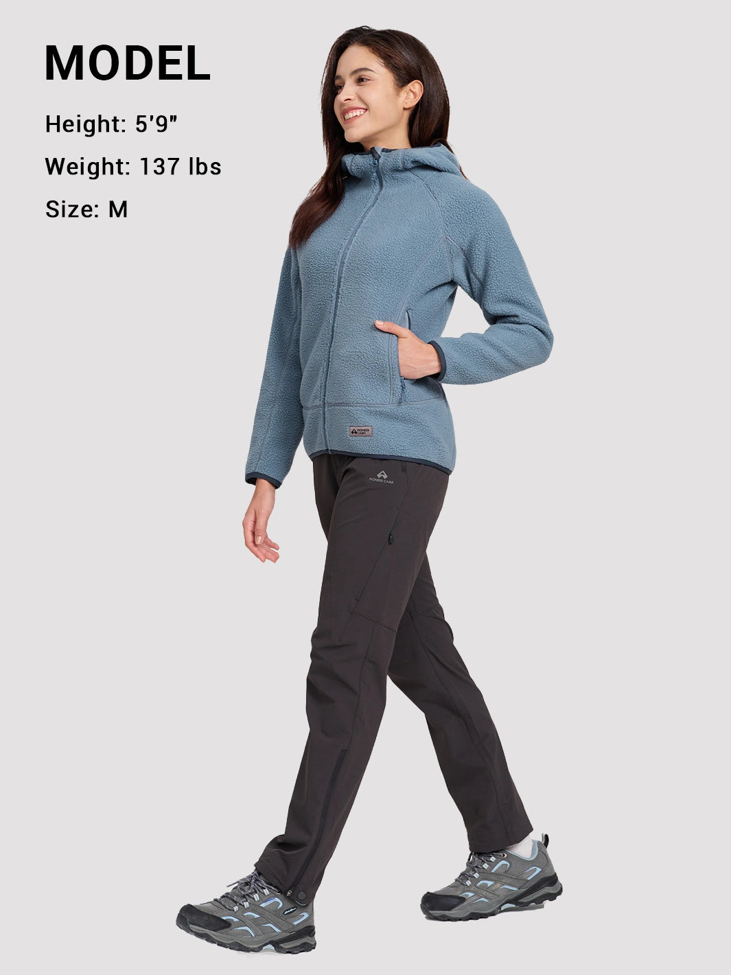 Women's High-Density Warm Polar Fleece Full-Zip Hooded Jacket PIONEER CAMP