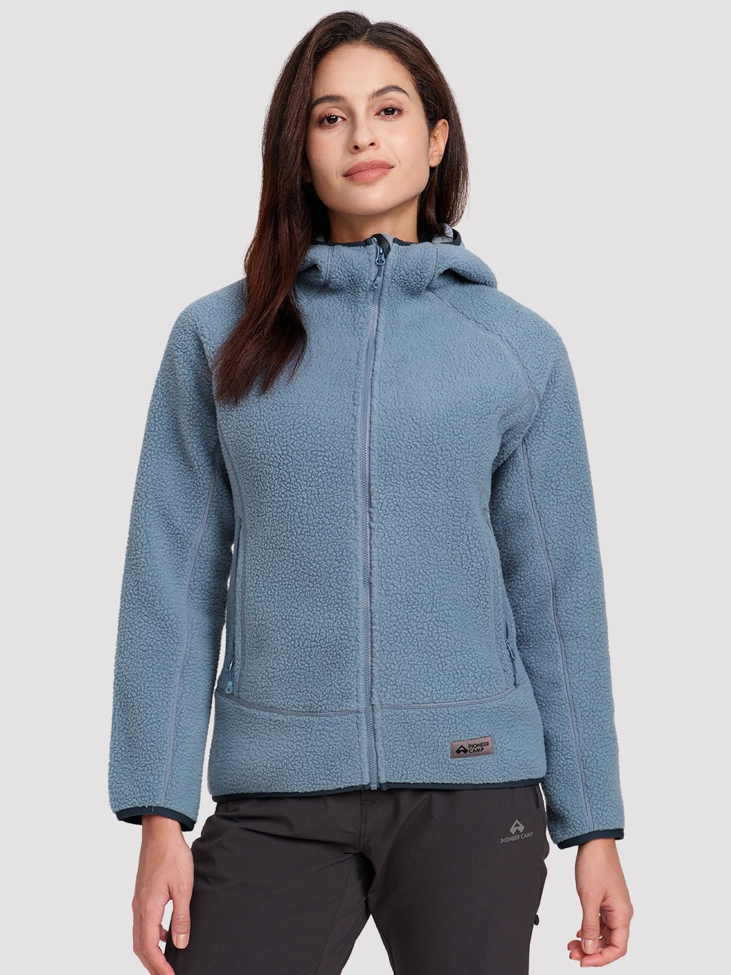Women's High-Density Warm Polar Fleece Full-Zip Hooded Jacket PIONEER CAMP