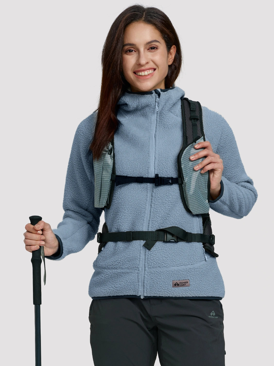 Women's High-Density Warm Polar Fleece Full-Zip Hooded Jacket PIONEER CAMP