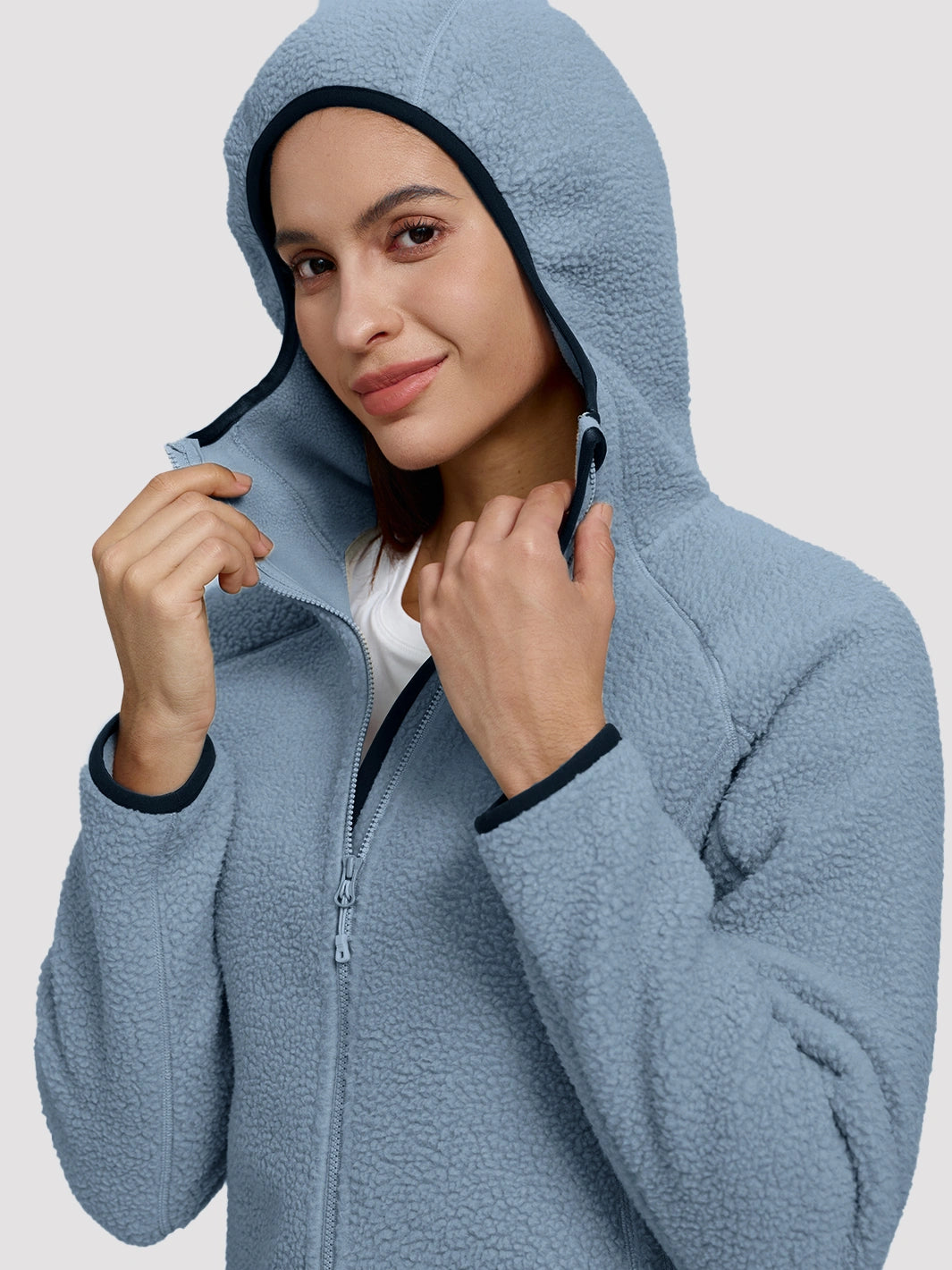 Women's High-Density Warm Polar Fleece Full-Zip Hooded Jacket PIONEER CAMP