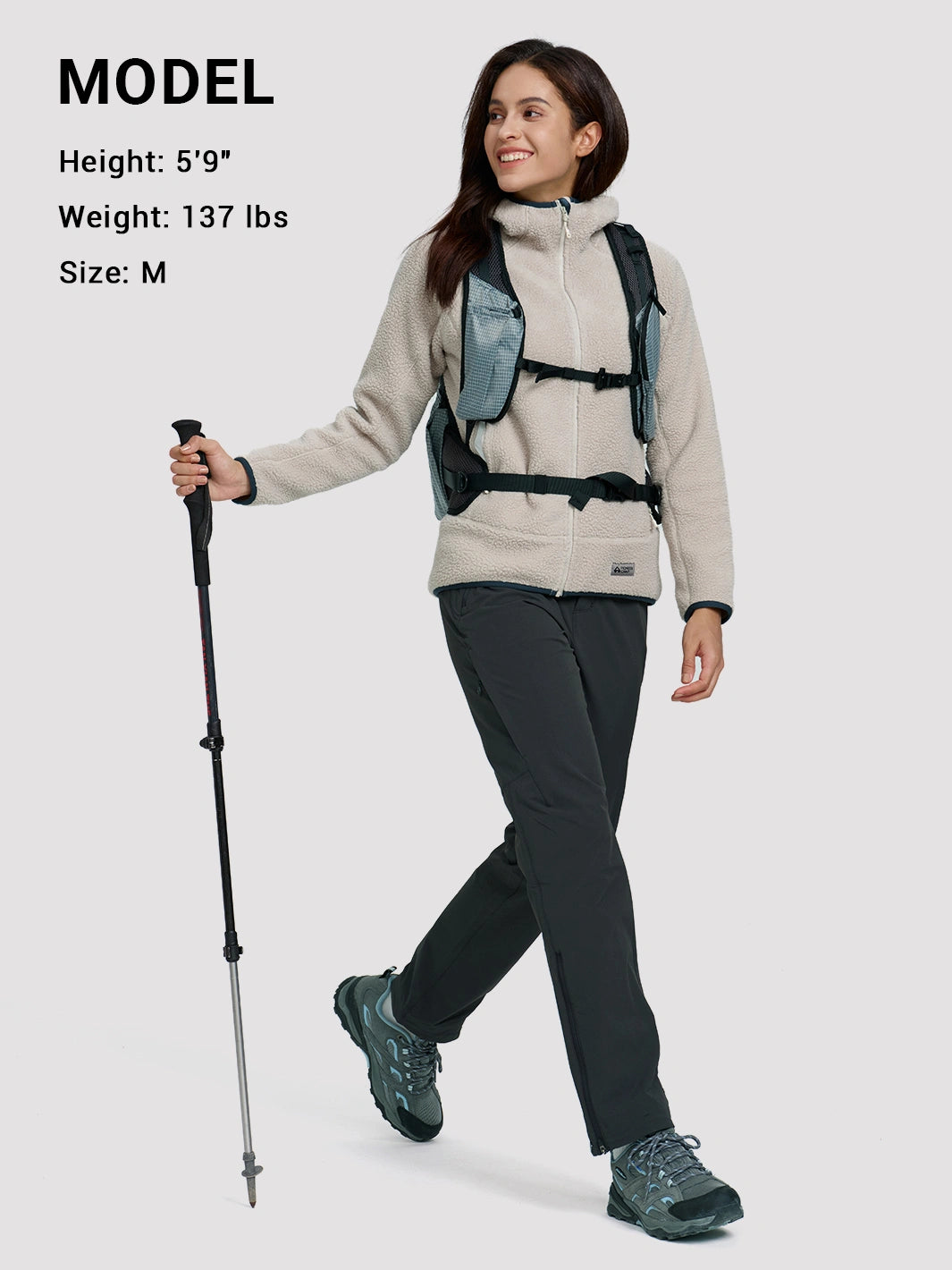 Women's High-Density Warm Polar Fleece Full-Zip Hooded Jacket PIONEER CAMP