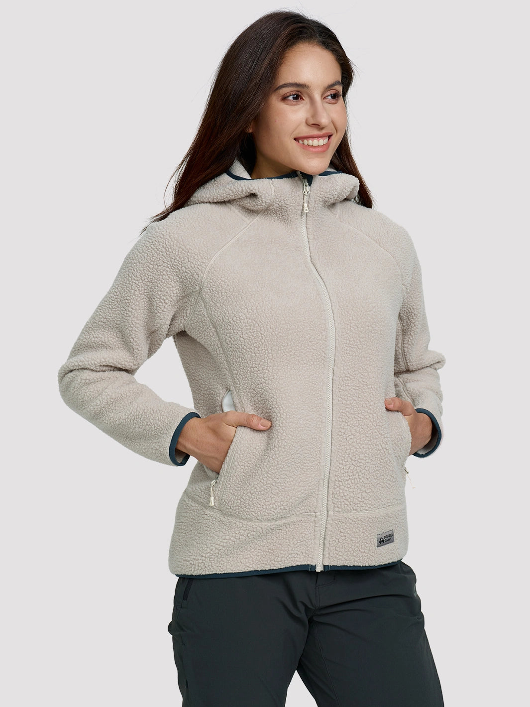 Women's High-Density Warm Polar Fleece Full-Zip Hooded Jacket PIONEER CAMP