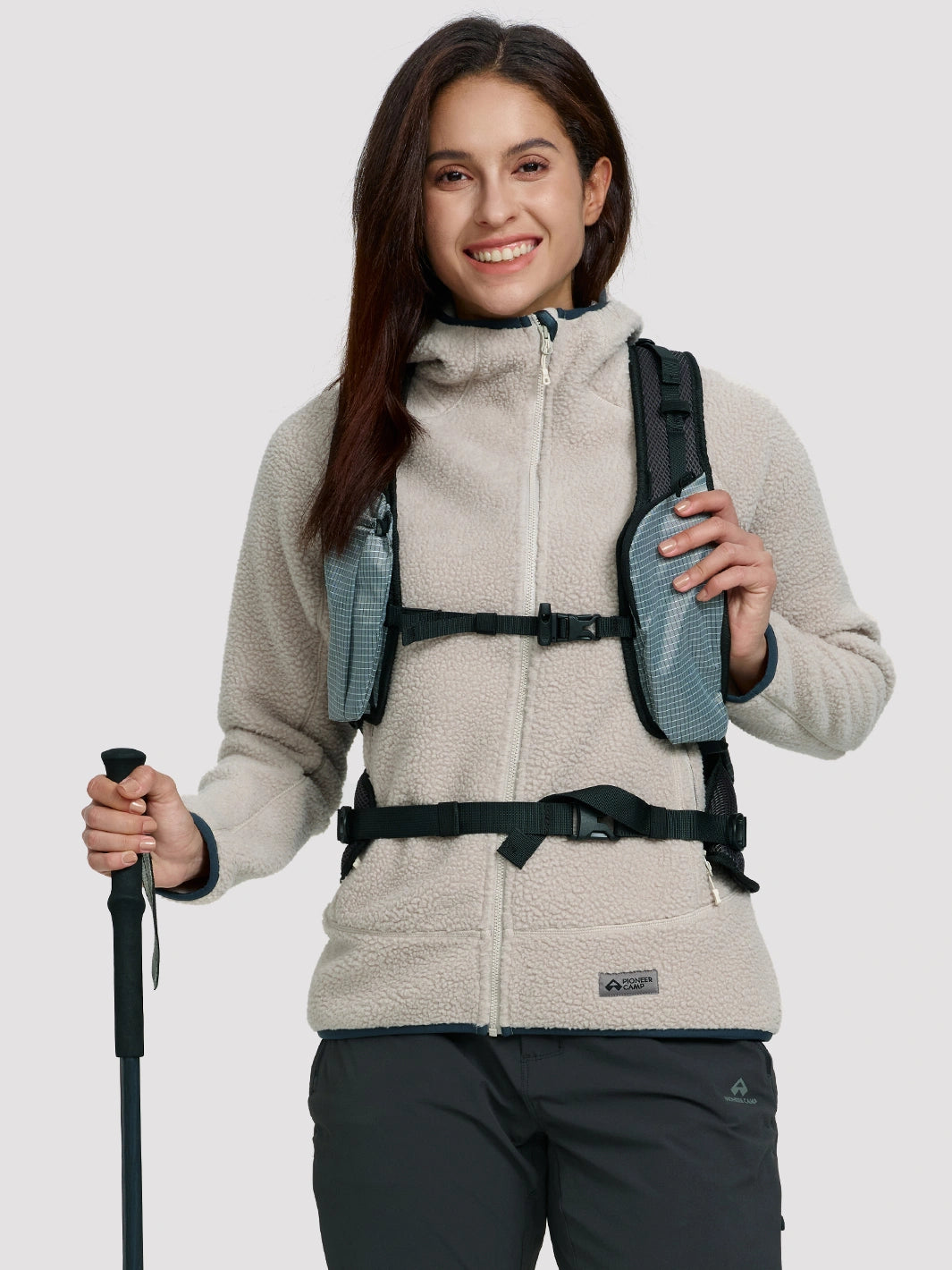 Women's High-Density Warm Polar Fleece Full-Zip Hooded Jacket PIONEER CAMP