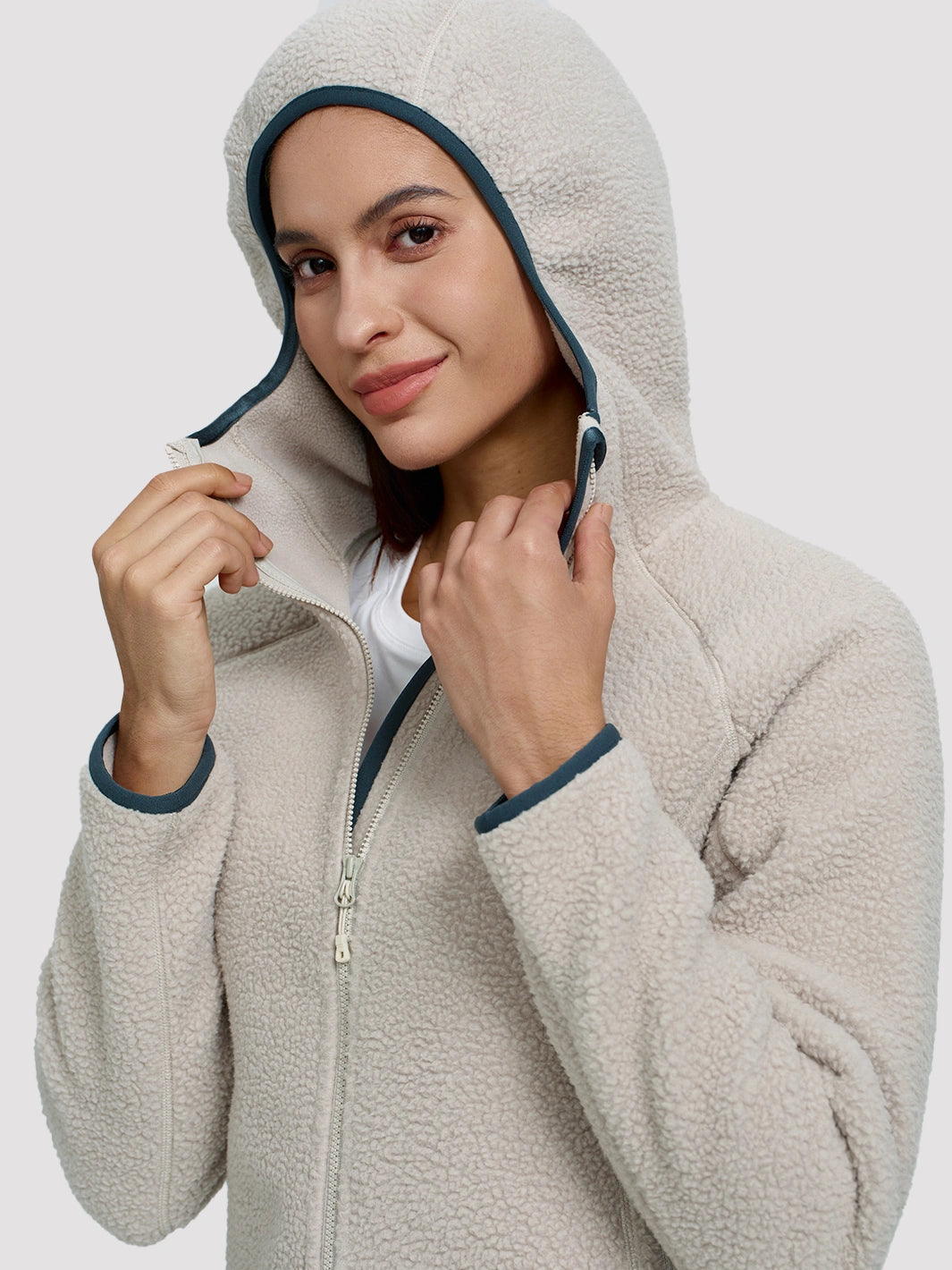 Women's High-Density Warm Polar Fleece Full-Zip Hooded Jacket PIONEER CAMP