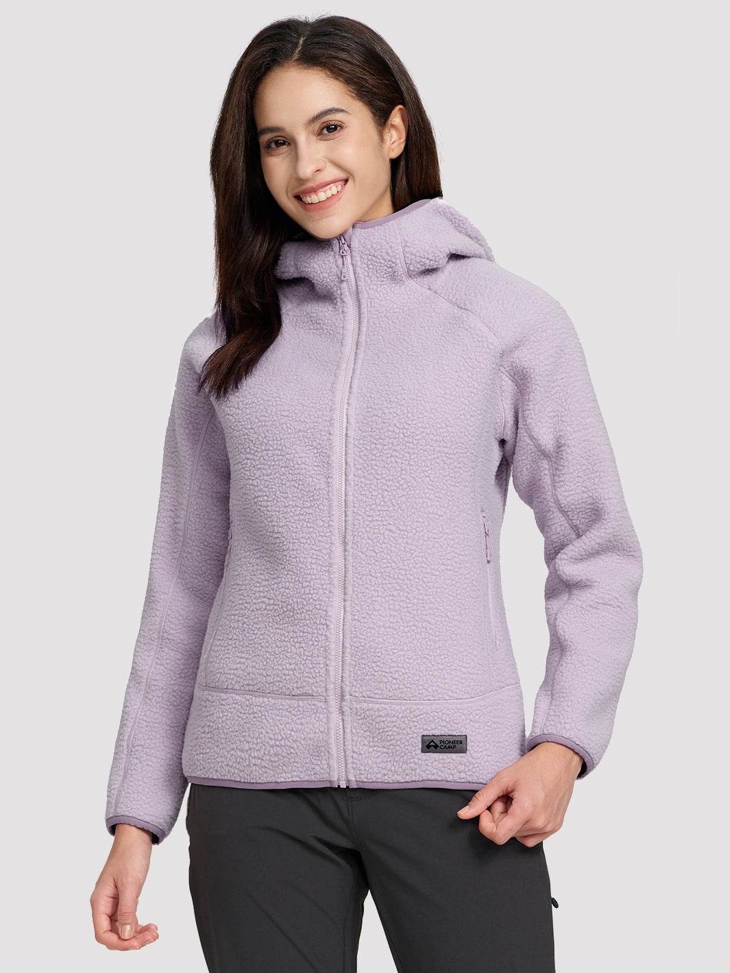 Women's High-Density Warm Polar Fleece Full-Zip Hooded Jacket PIONEER CAMP