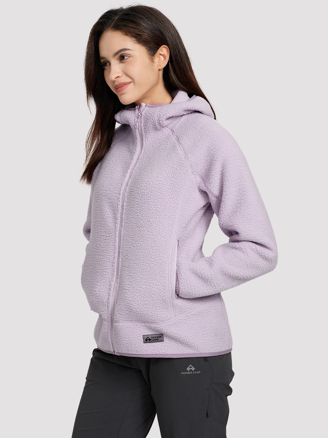 Women's High-Density Warm Polar Fleece Full-Zip Hooded Jacket PIONEER CAMP