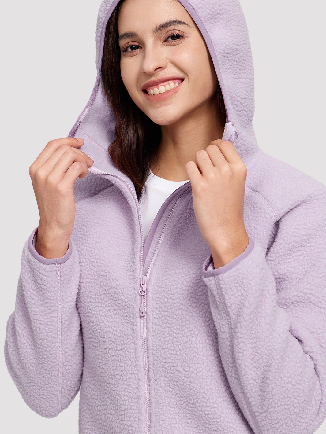 Women's High-Density Warm Polar Fleece Full-Zip Hooded Jacket PIONEER CAMP