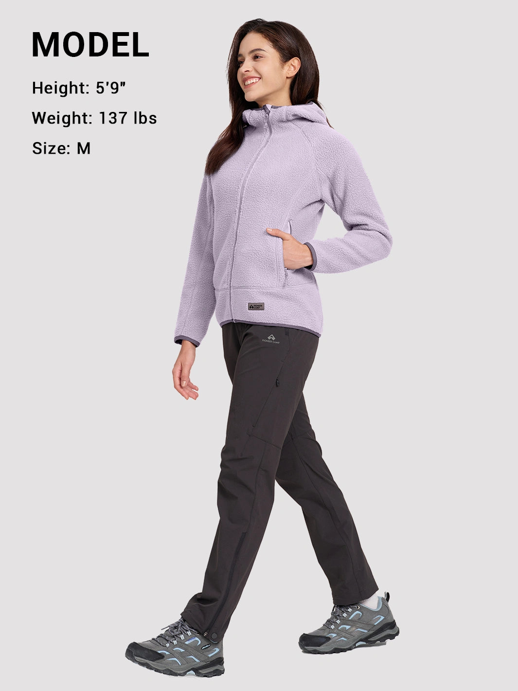Women's High-Density Warm Polar Fleece Full-Zip Hooded Jacket PIONEER CAMP