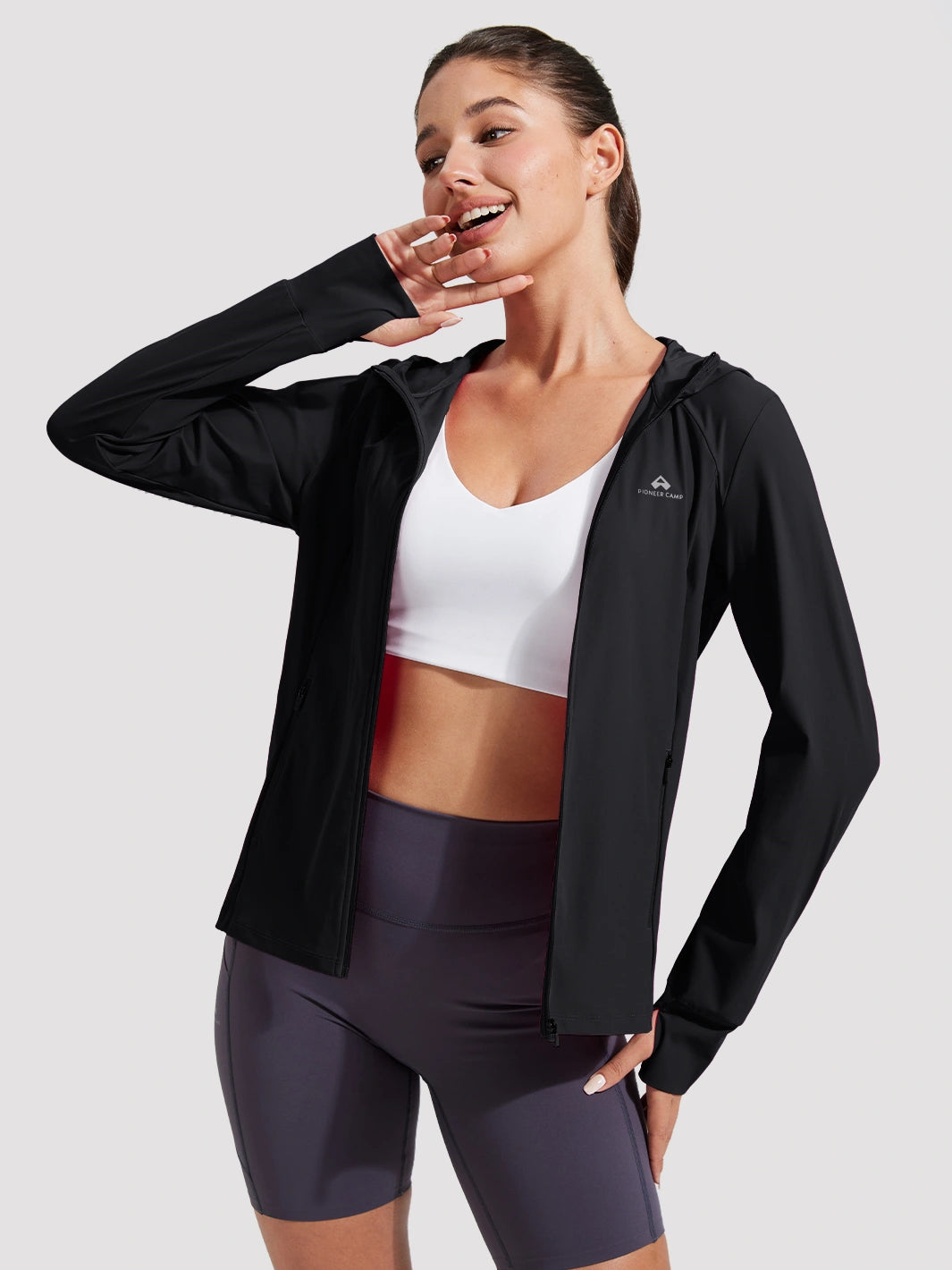 Sonnen Hoodie für Damen mit LSF 50+ und durchgehendem Reißverschluss