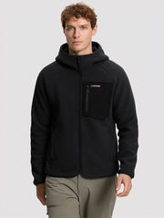 Men's Sherpa Fleece Full-Zip Hooded Jacket with Chest Pocket PIONEER CAMP