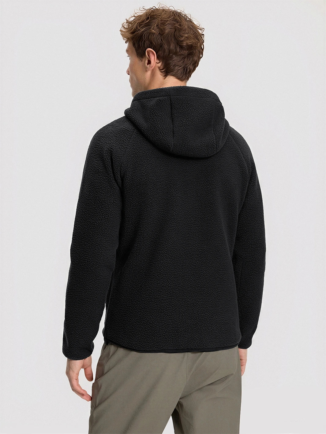 Men's Sherpa Fleece Full-Zip Hooded Jacket with Chest Pocket PIONEER CAMP