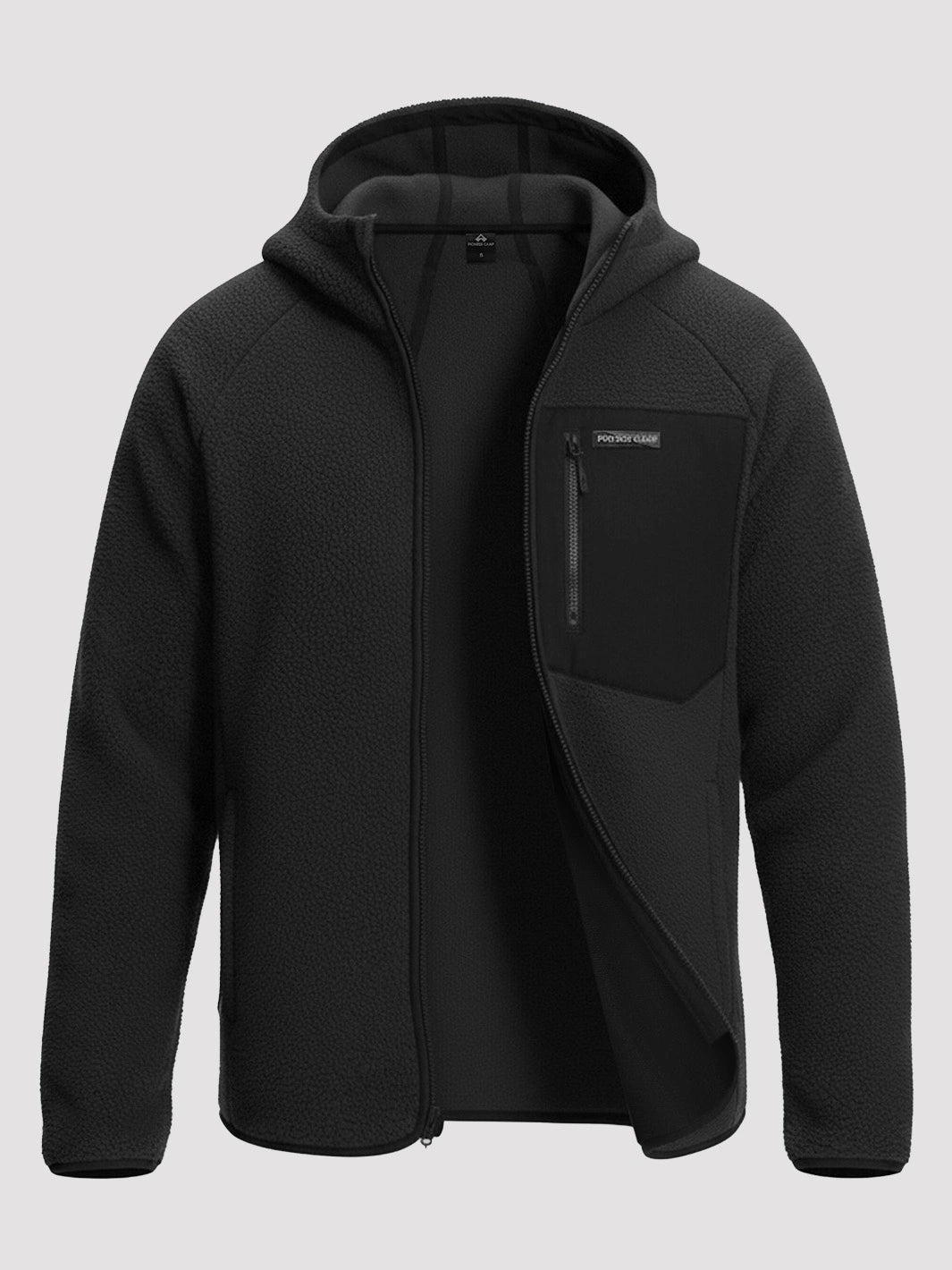 Men's Sherpa Fleece Full-Zip Hooded Jacket with Chest Pocket