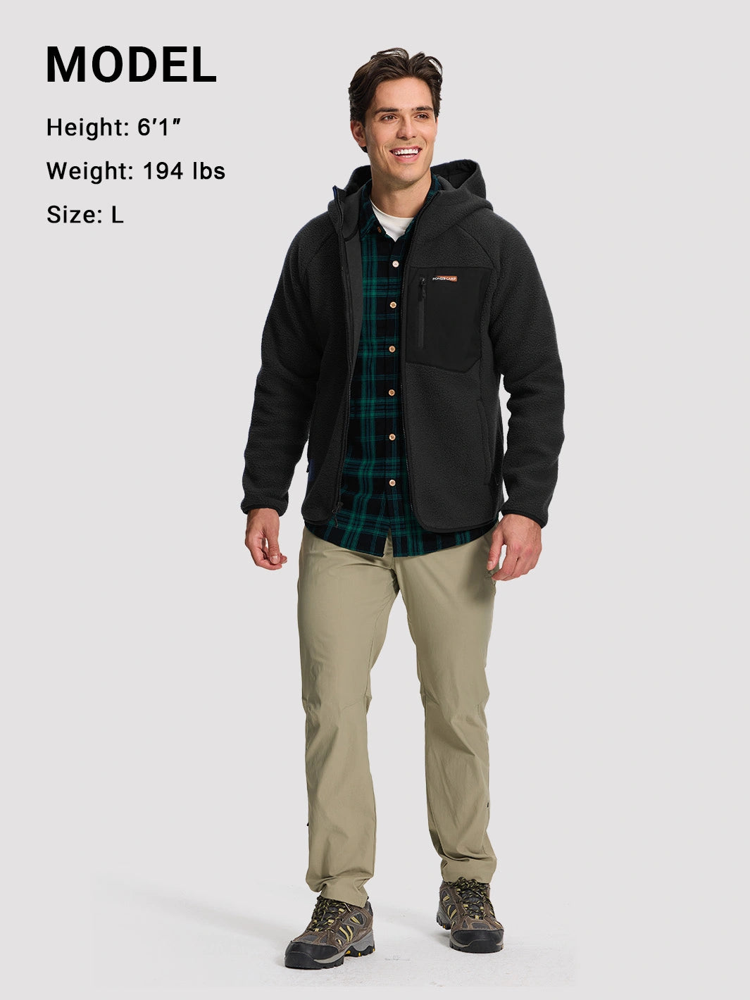 Men's Sherpa Fleece Full-Zip Hooded Jacket with Chest Pocket