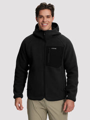 Men's Sherpa Fleece Full-Zip Hooded Jacket with Chest Pocket