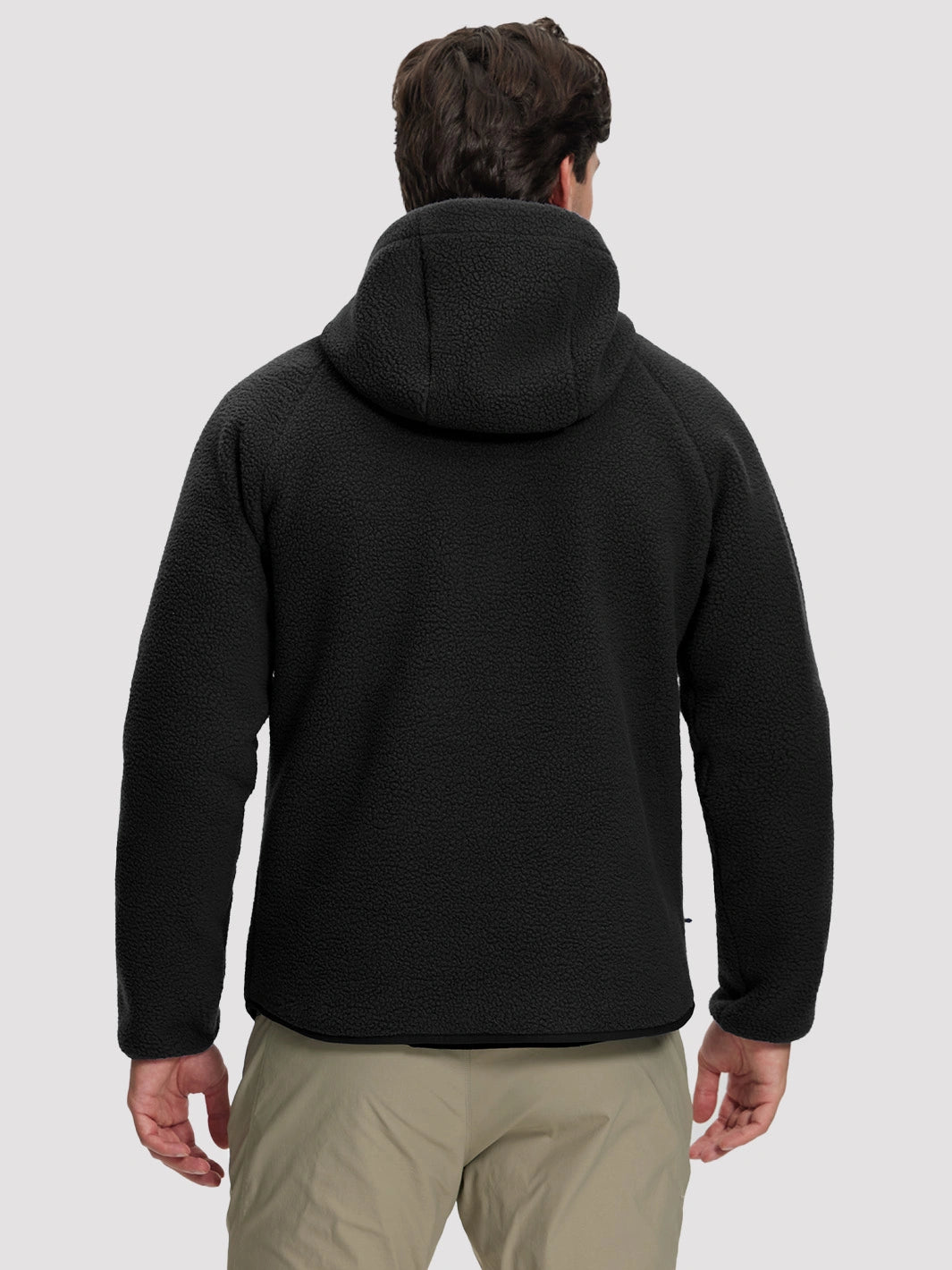Men's Sherpa Fleece Full-Zip Hooded Jacket with Chest Pocket