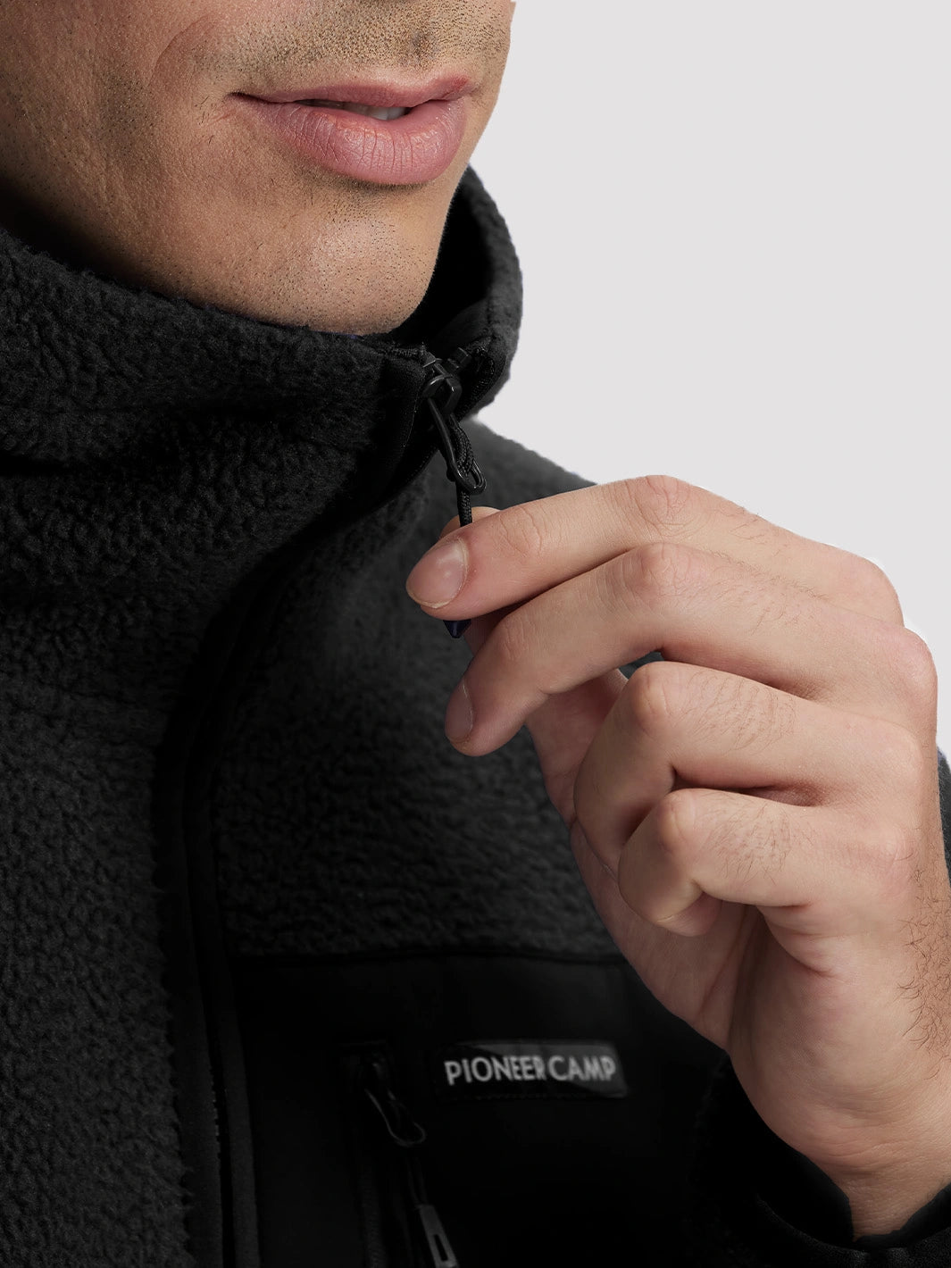 Men's Sherpa Fleece Full-Zip Hooded Jacket with Chest Pocket