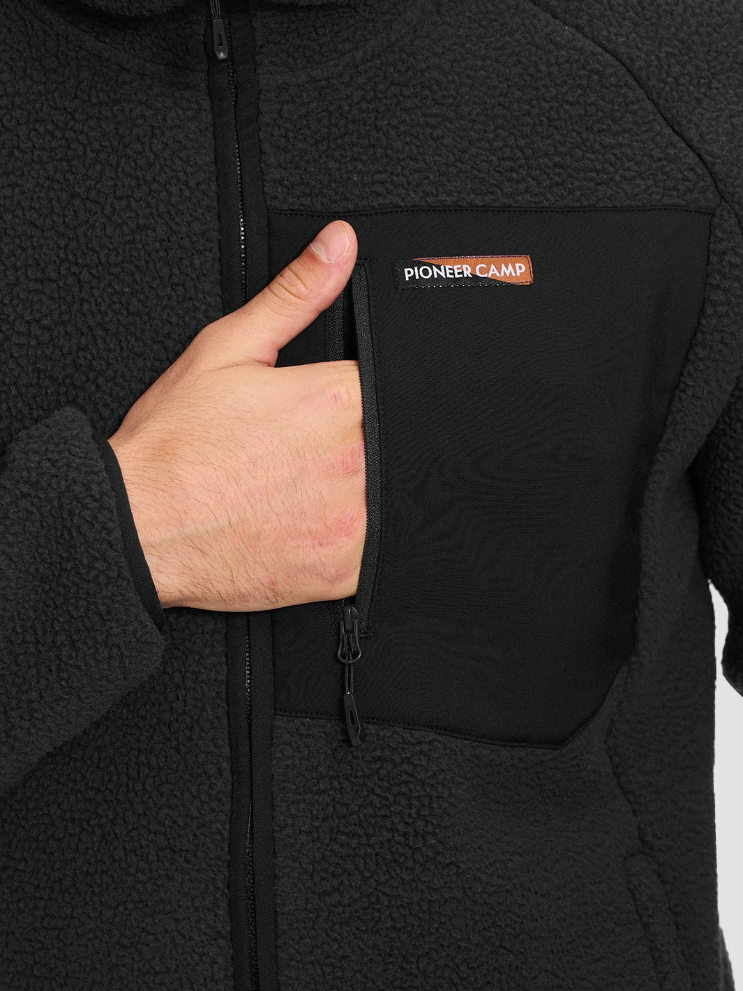 Men's Sherpa Fleece Full-Zip Hooded Jacket with Chest Pocket