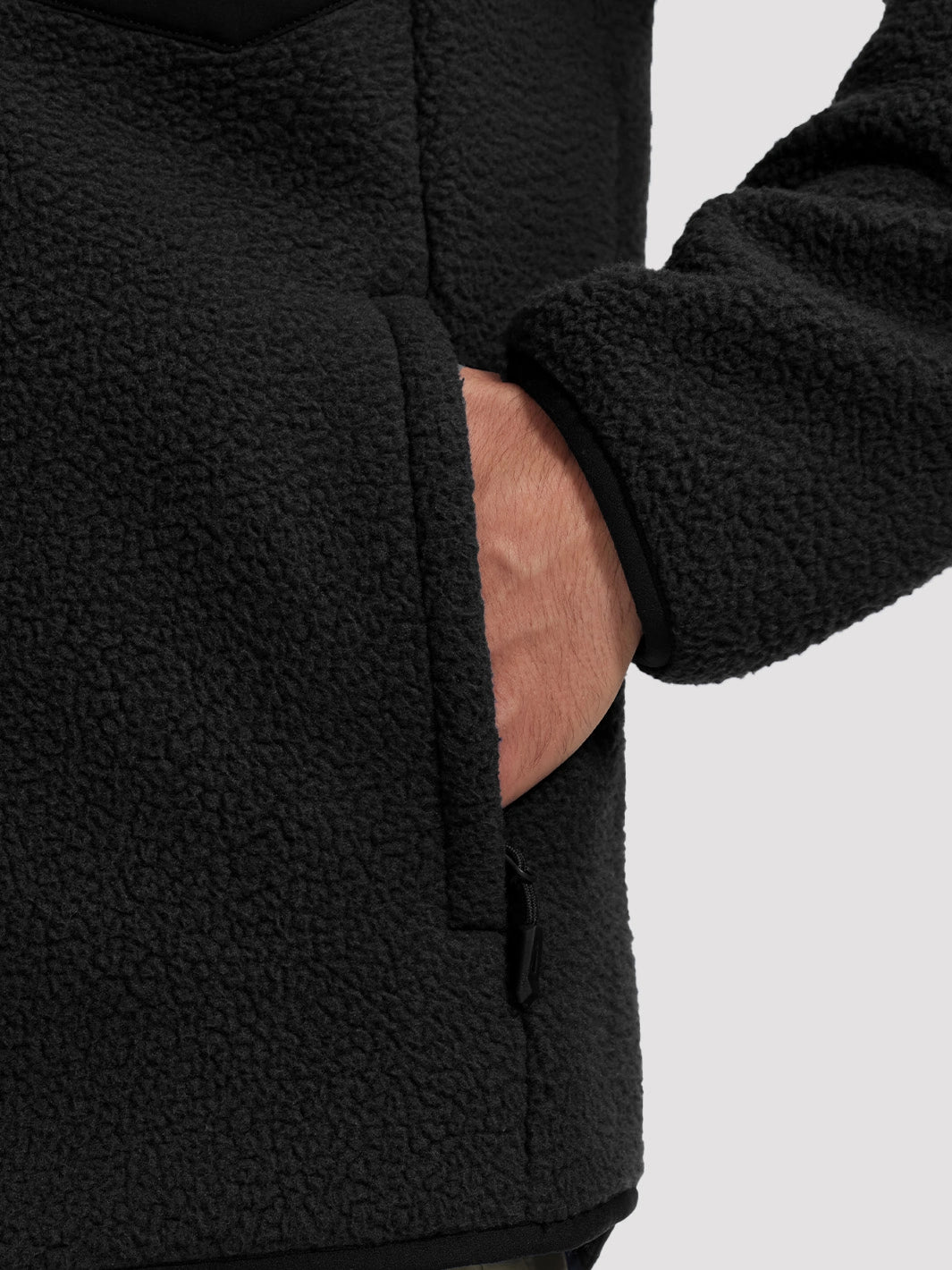 Men's Sherpa Fleece Full-Zip Hooded Jacket with Chest Pocket