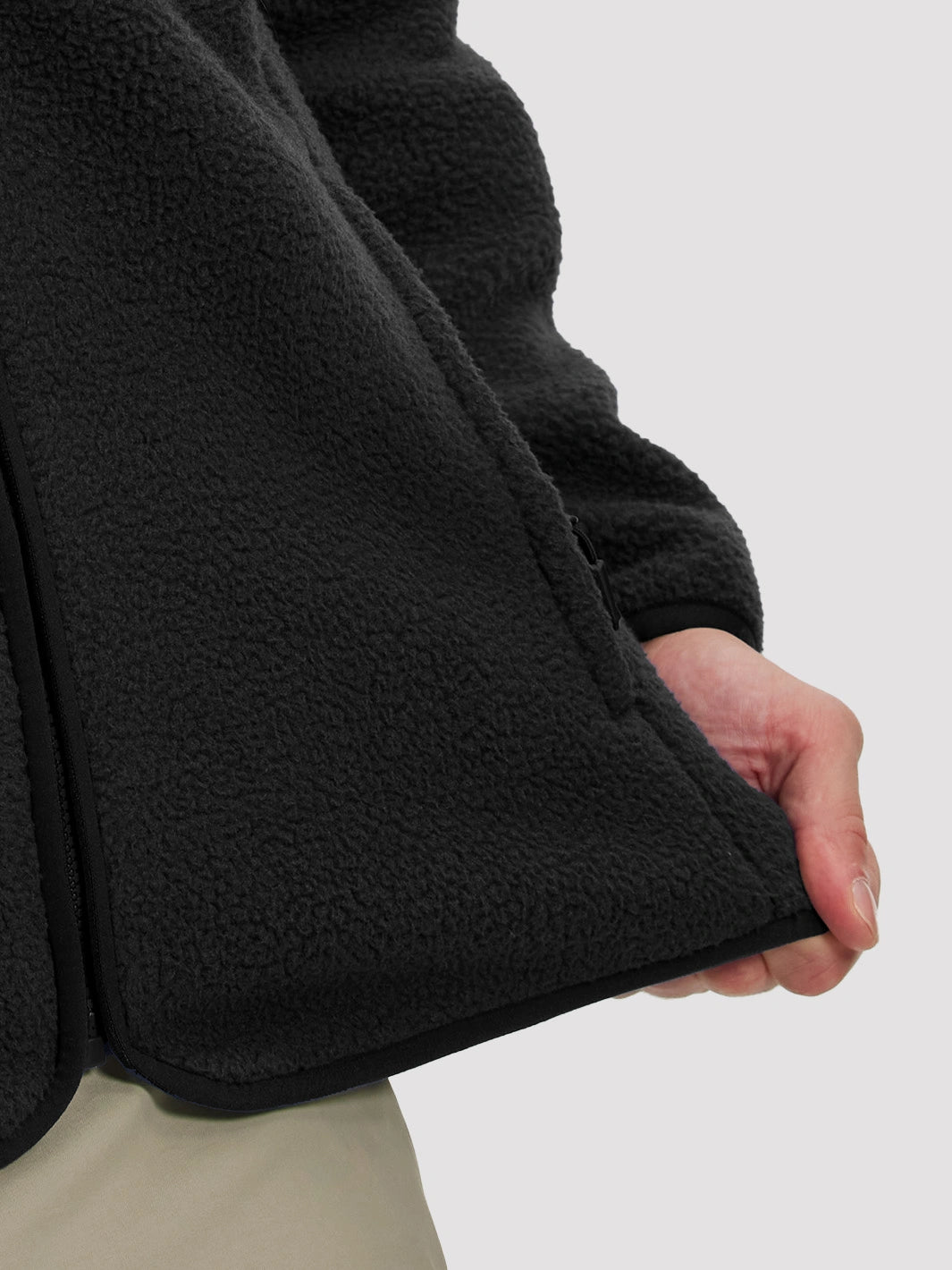 Men's Sherpa Fleece Full-Zip Hooded Jacket with Chest Pocket