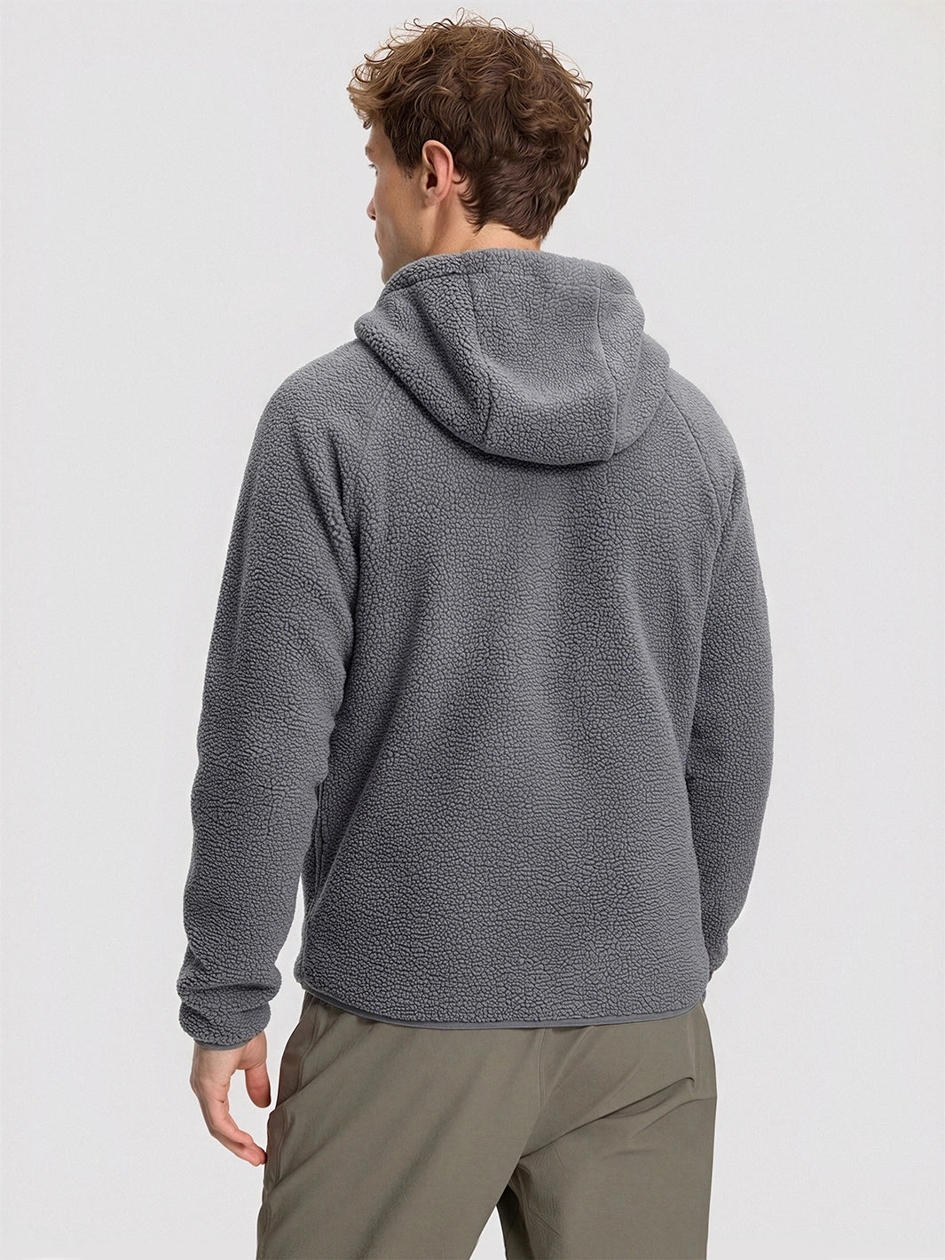 Men's Sherpa Fleece Full-Zip Hooded Jacket with Chest Pocket PIONEER CAMP