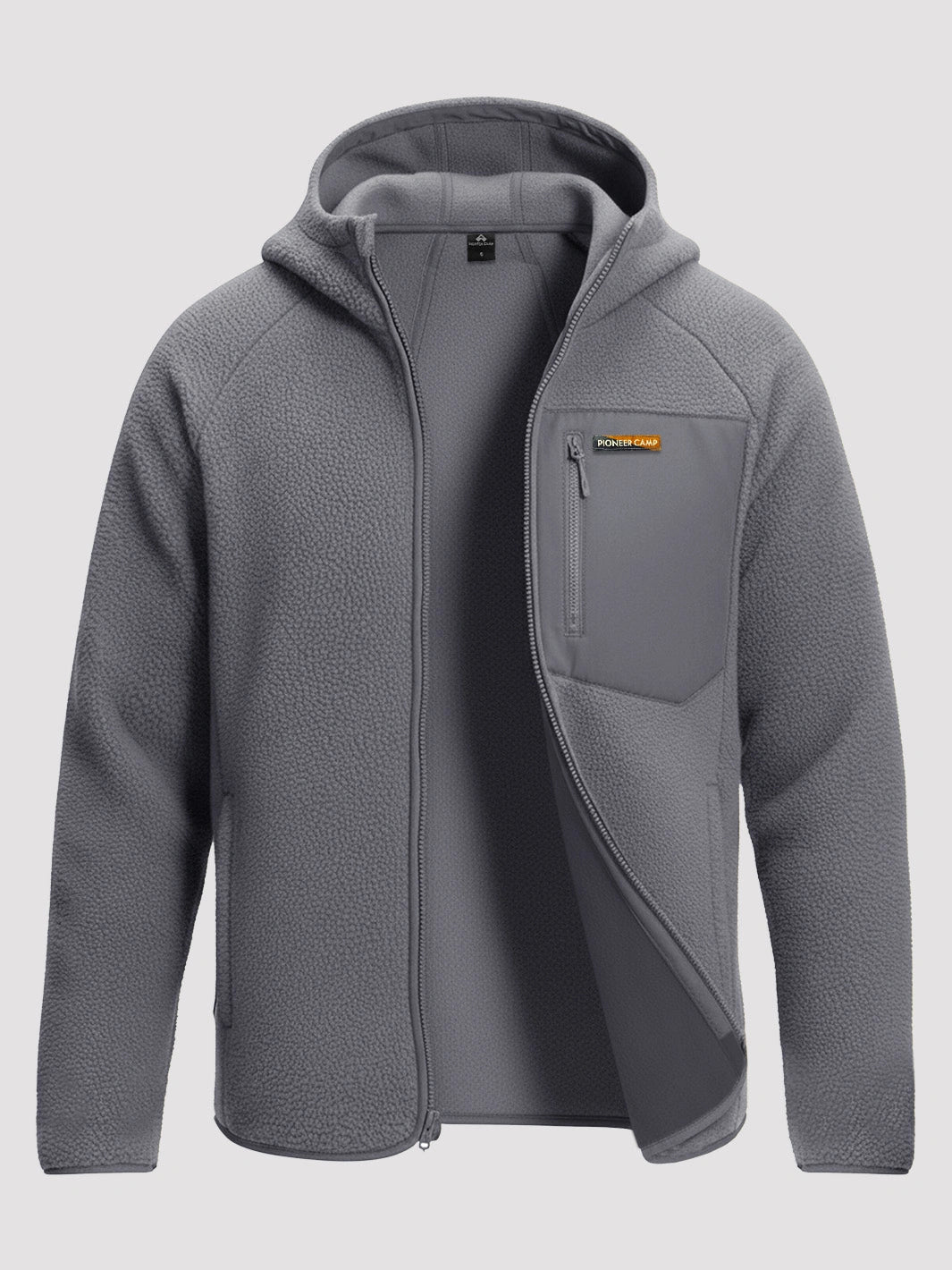 Men's Sherpa Fleece Full-Zip Hooded Jacket with Chest Pocket