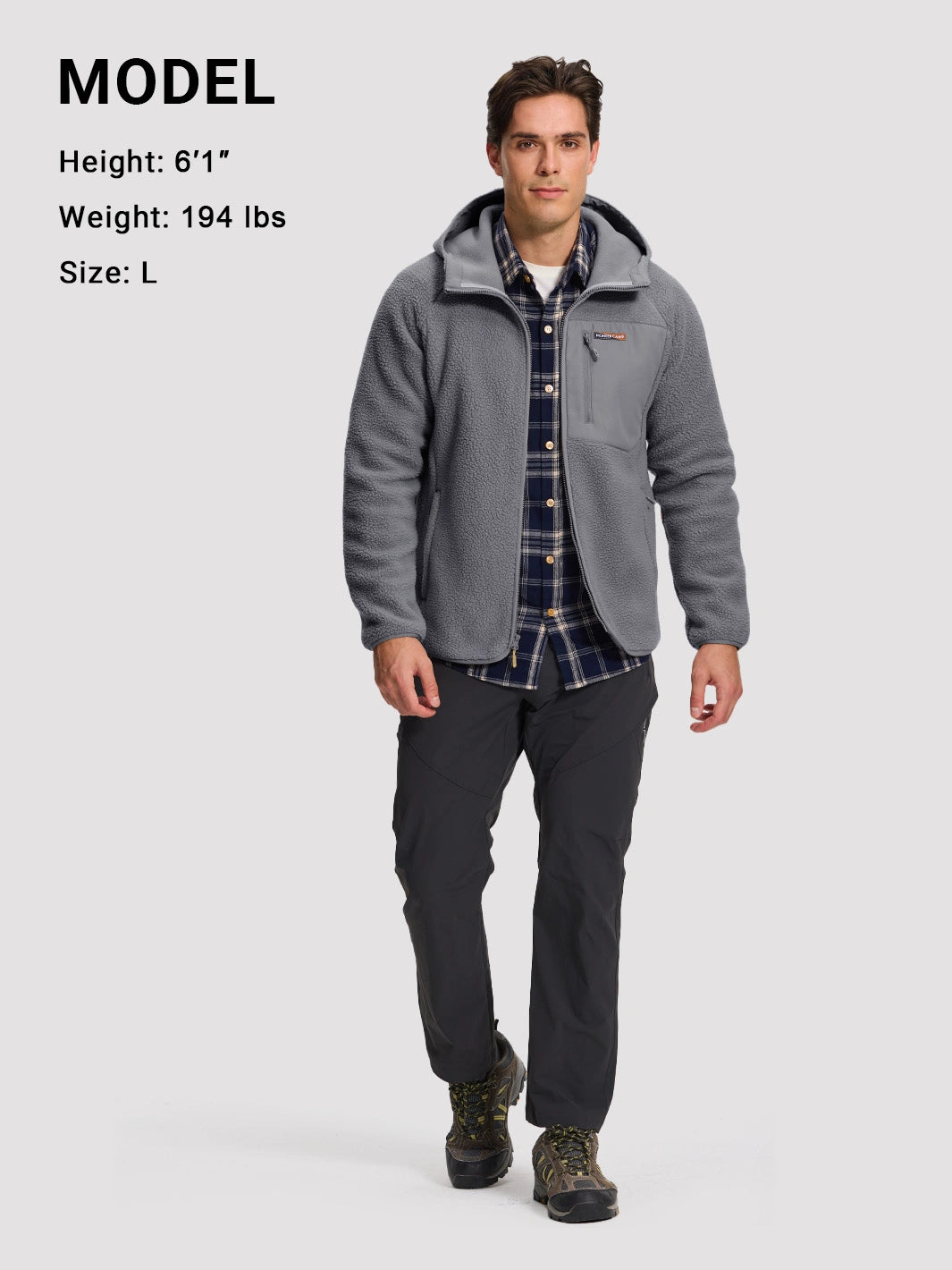 Men's Sherpa Fleece Full-Zip Hooded Jacket with Chest Pocket