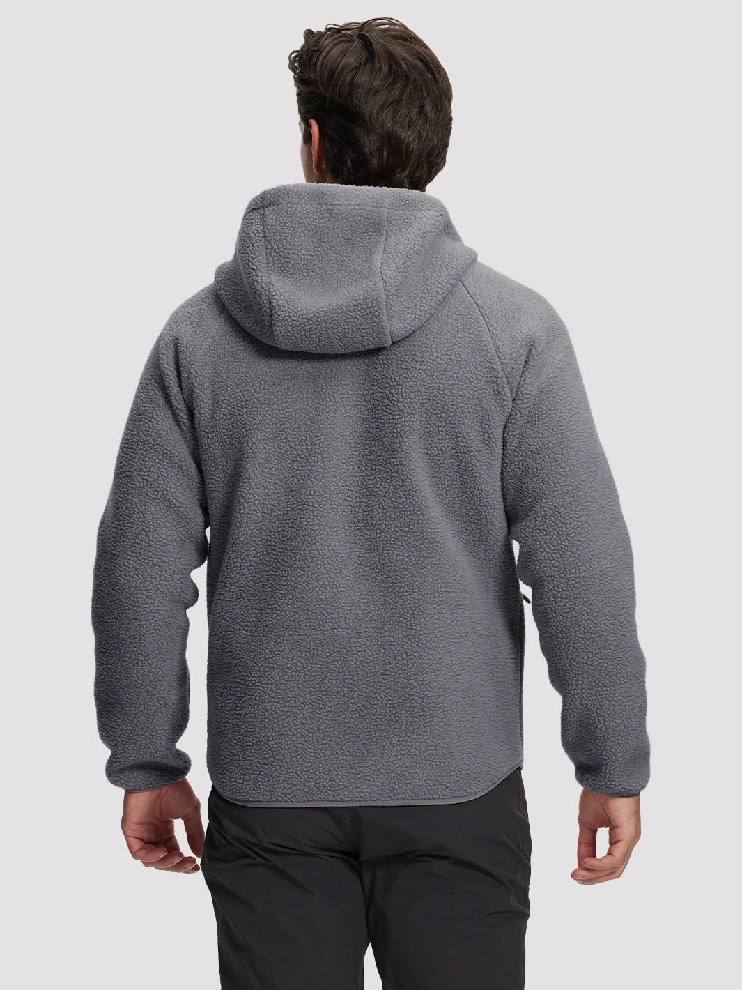 Men's Sherpa Fleece Full-Zip Hooded Jacket with Chest Pocket