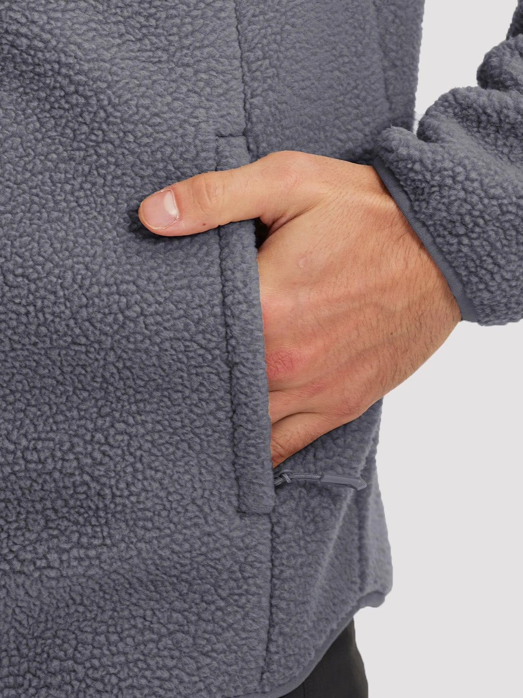 Men's Sherpa Fleece Full-Zip Hooded Jacket with Chest Pocket
