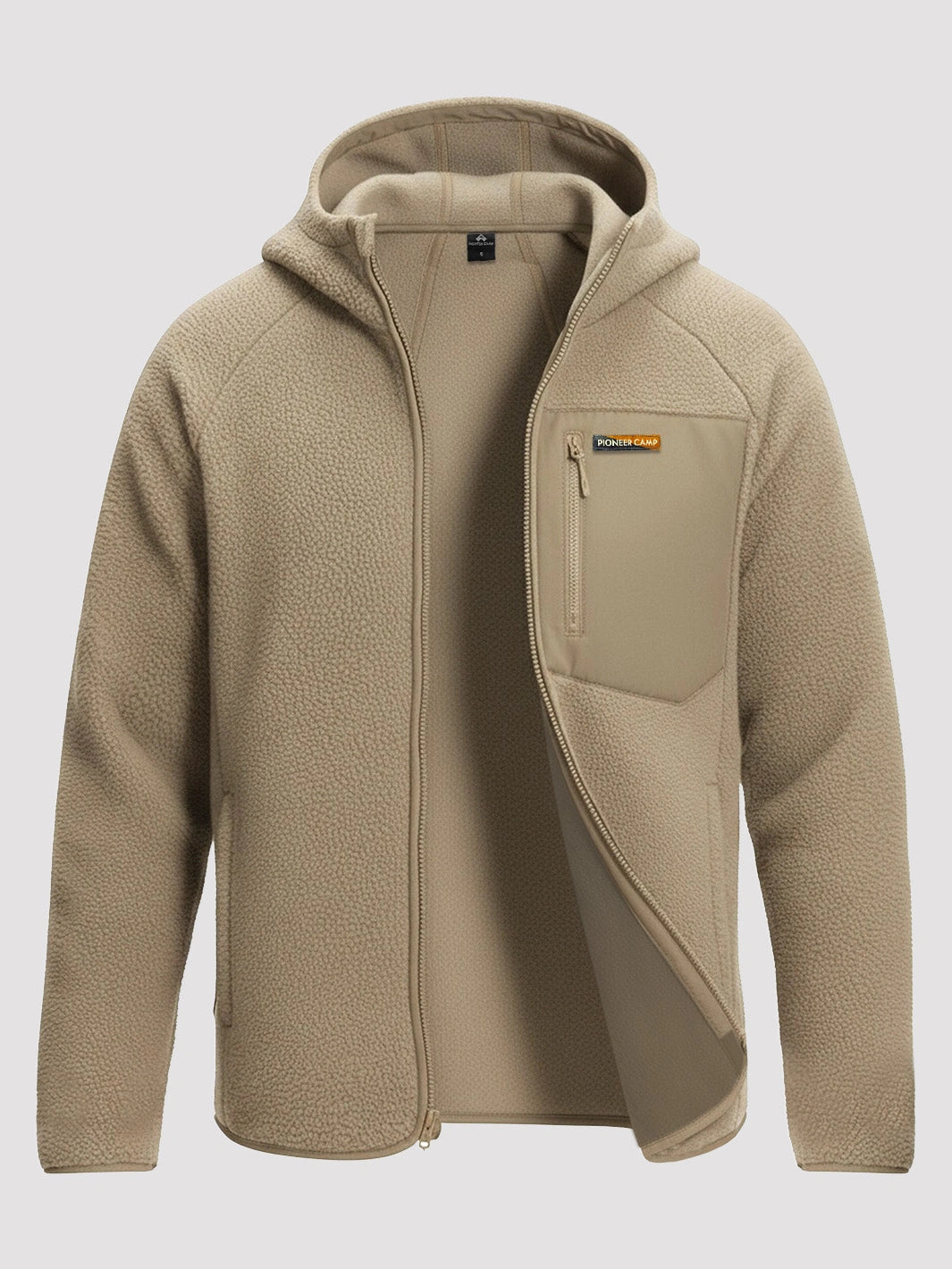 Men's Sherpa Fleece Full-Zip Hooded Jacket with Chest Pocket