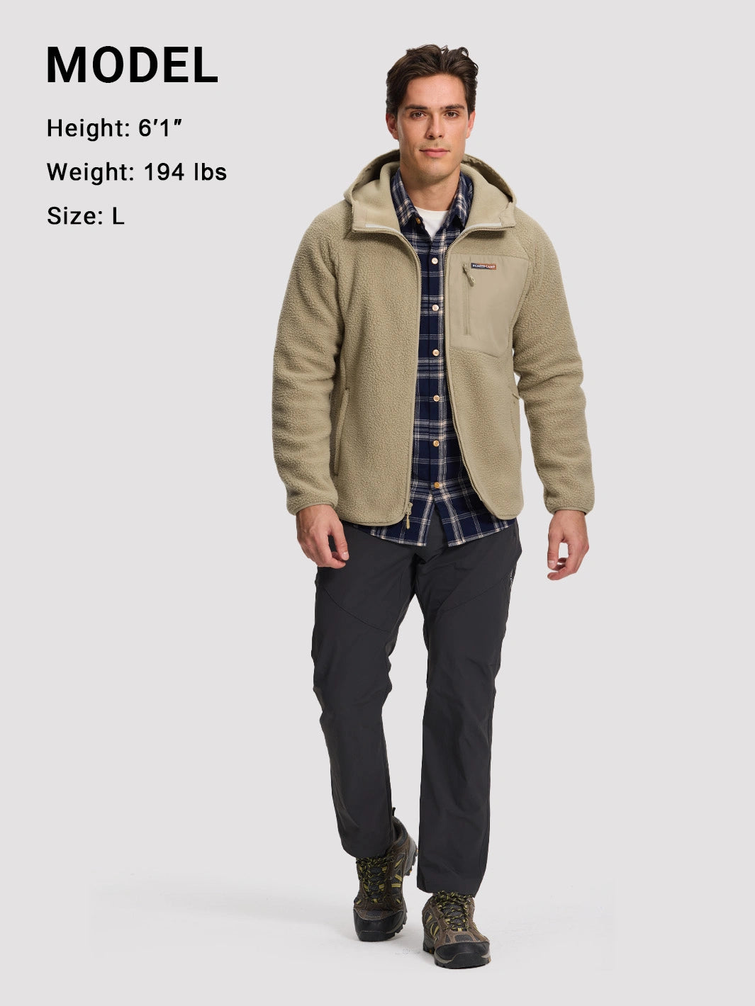 Men's Sherpa Fleece Full-Zip Hooded Jacket with Chest Pocket