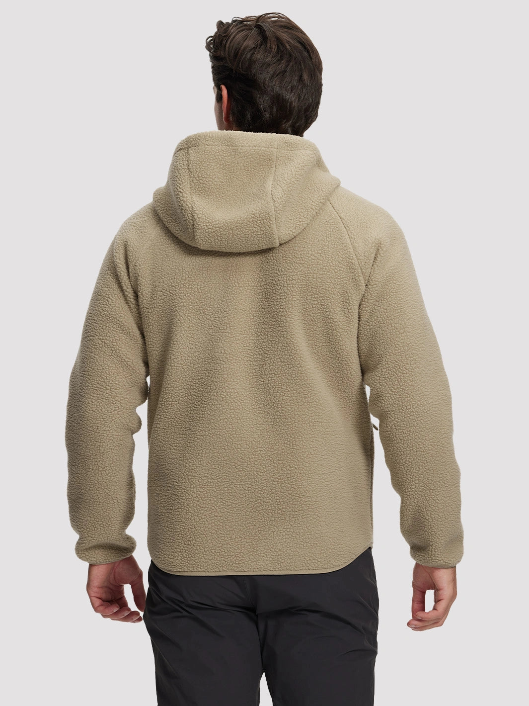 Men's Sherpa Fleece Full-Zip Hooded Jacket with Chest Pocket