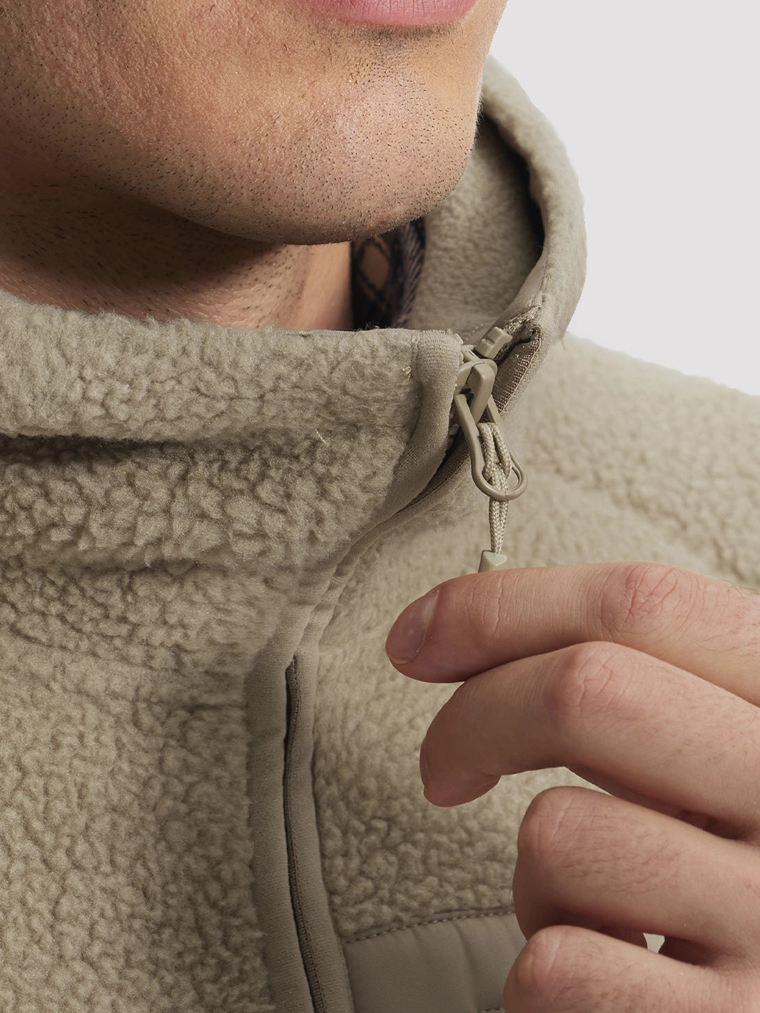 Men's Sherpa Fleece Full-Zip Hooded Jacket with Chest Pocket