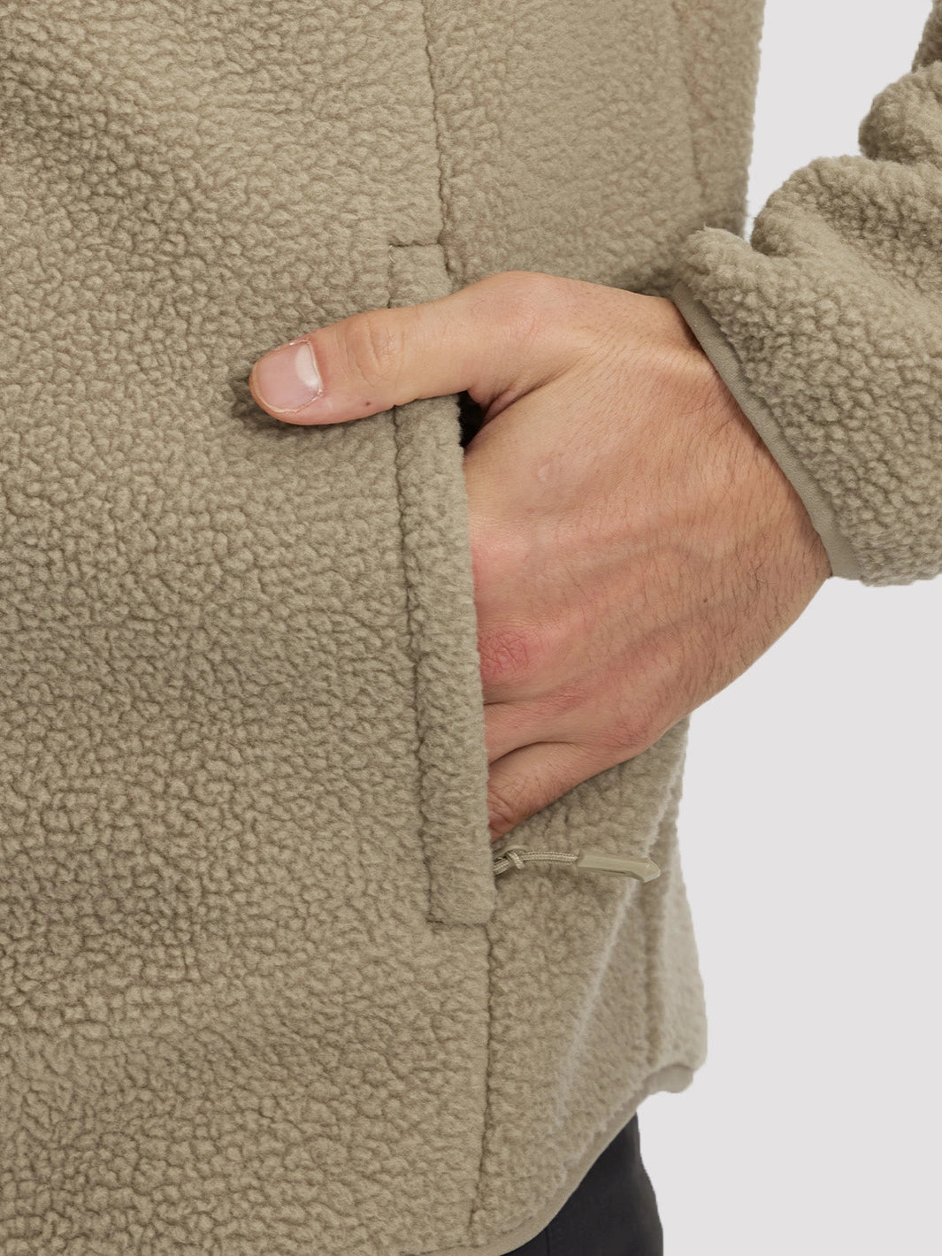 Men's Sherpa Fleece Full-Zip Hooded Jacket with Chest Pocket