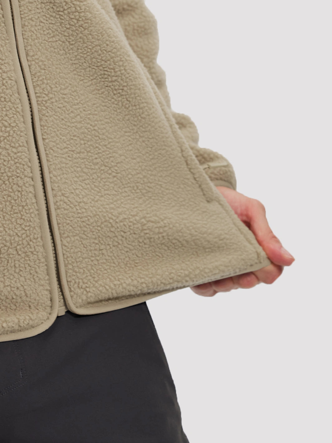 Men's Sherpa Fleece Full-Zip Hooded Jacket with Chest Pocket